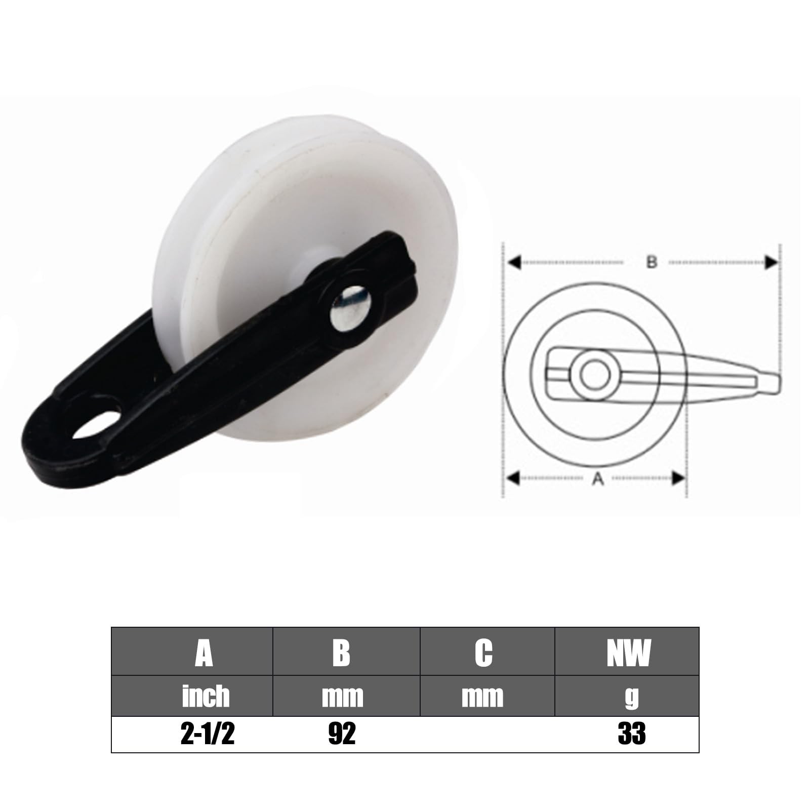 2Pcs Nylon Clothesline Pulley 2 inch Diameter Rope for Outdoor White