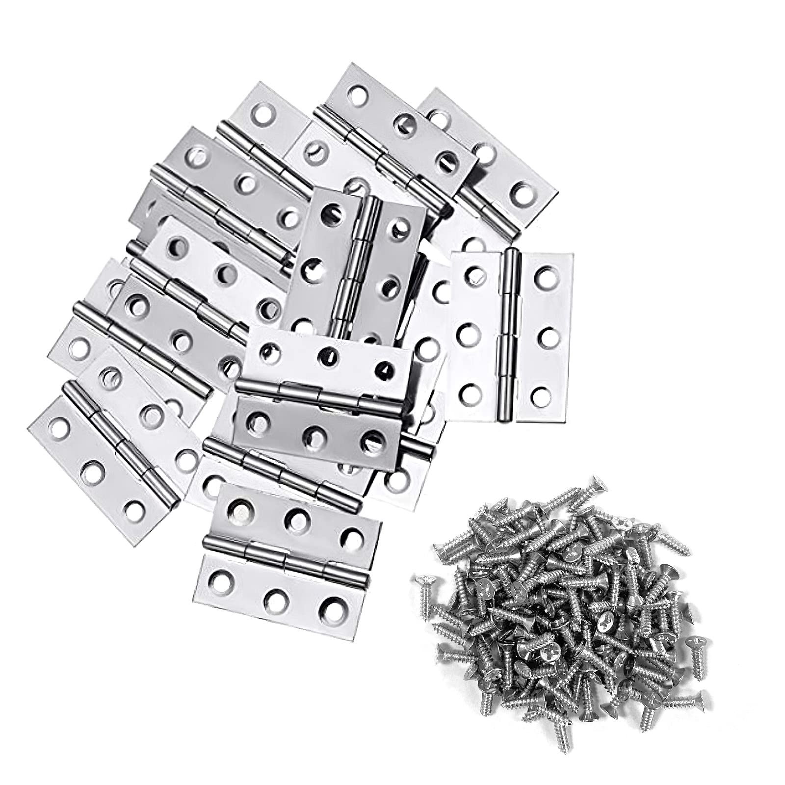 20Pcs 2 Inch Stainless Steel Folding Hings for Wooden 1.75×1.25 Inch, Silver