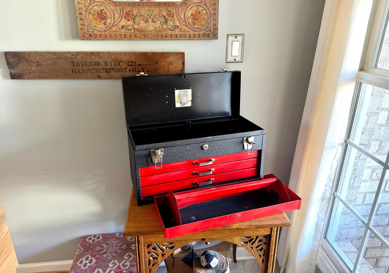Vtg Heavy Penncraft Tool Box | Black and Red Penncraft Toolbox