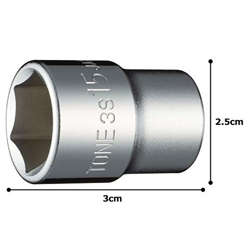 TONE Socket (Hexagonal) HP3S-15, 9.5mm Drive, 15mm Hex Size