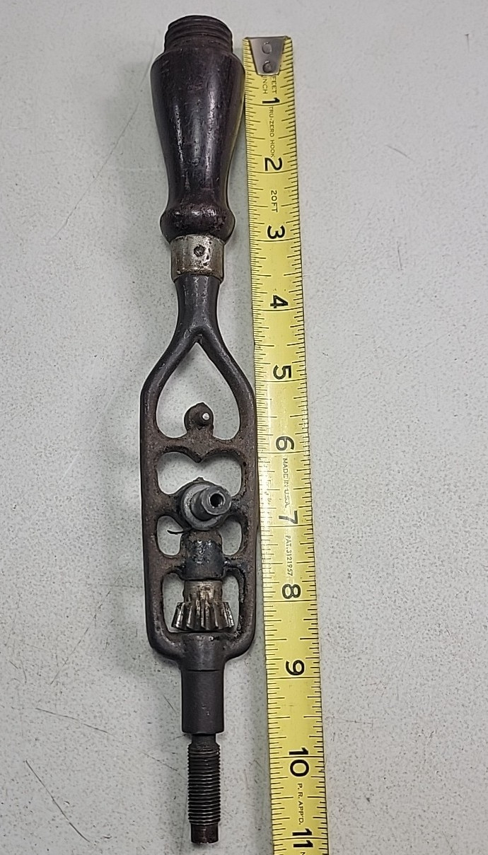 VINTAGE MILLERS FALLS NO 1 HAND DRILL FRAME BODY W/ EXOTIC WOOD
