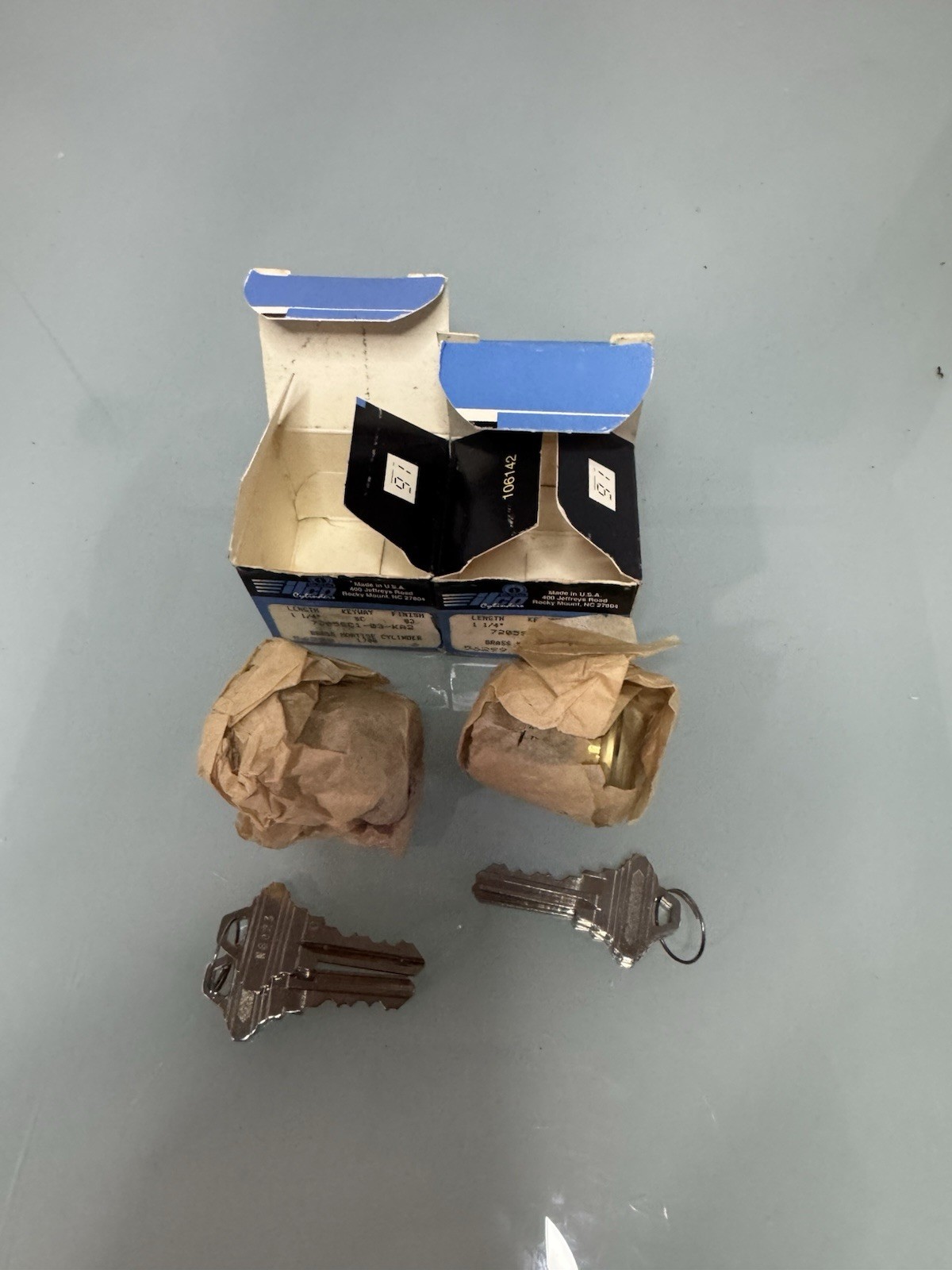 ILCO Brass Mortise Cylinder Lot Of 2 Lock And Keys Brass 7205sc1-03-KA2 USA