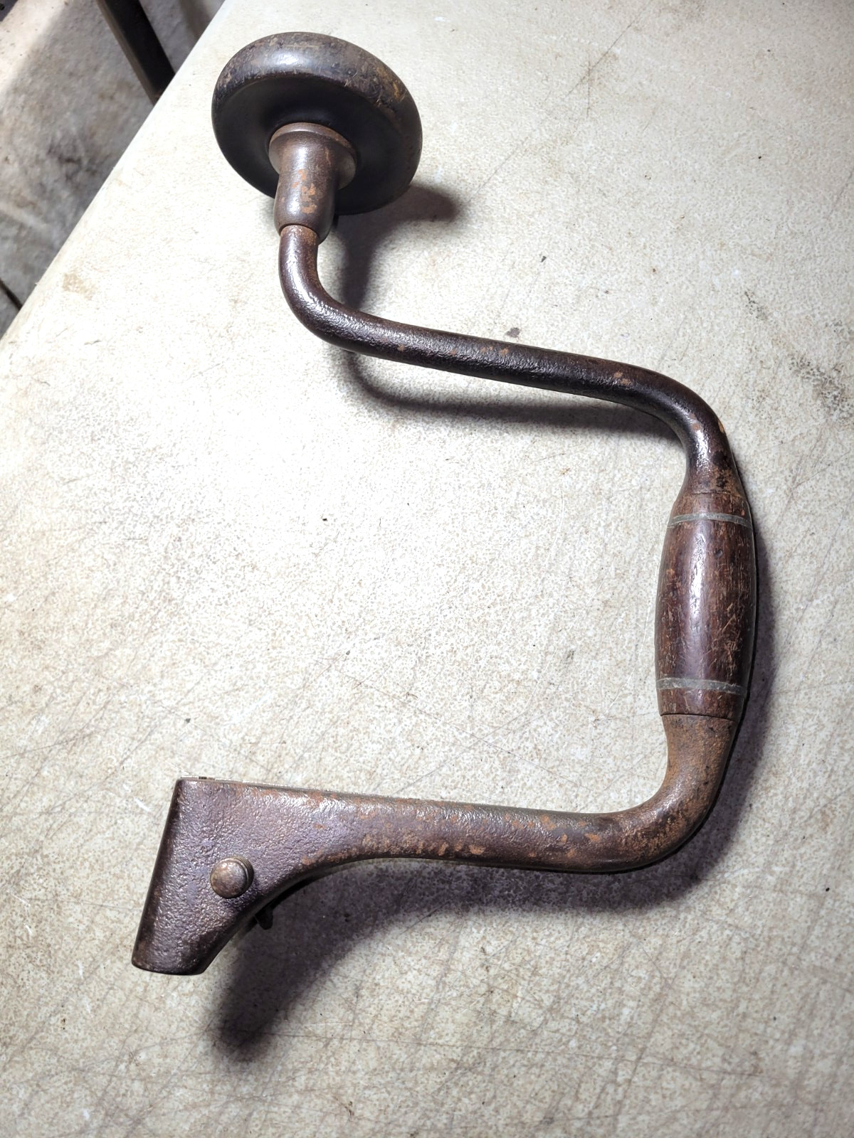 old John S fray Spofford auger bit brace pitted ugly user tool