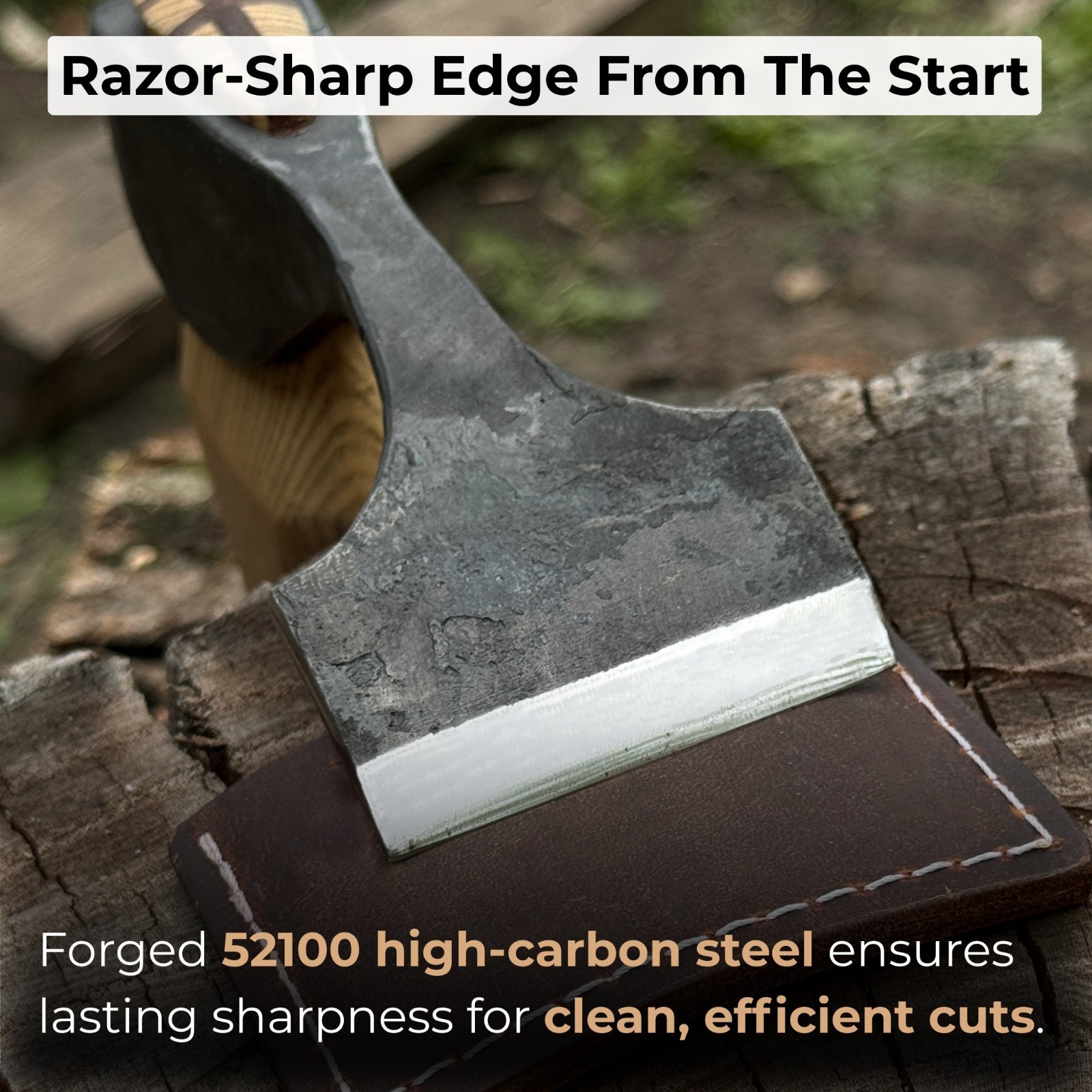 8.66” Hand Forged Small Adze 52100 Carbon Steel Spoon Carving Axe Sharky Tool