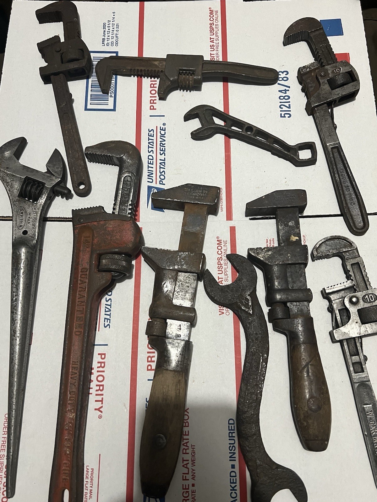 Vintage Wrench Lot- 7 Monkey/Pipe Wrenches- Rare Spud Wrench- READ DESCRIPTION