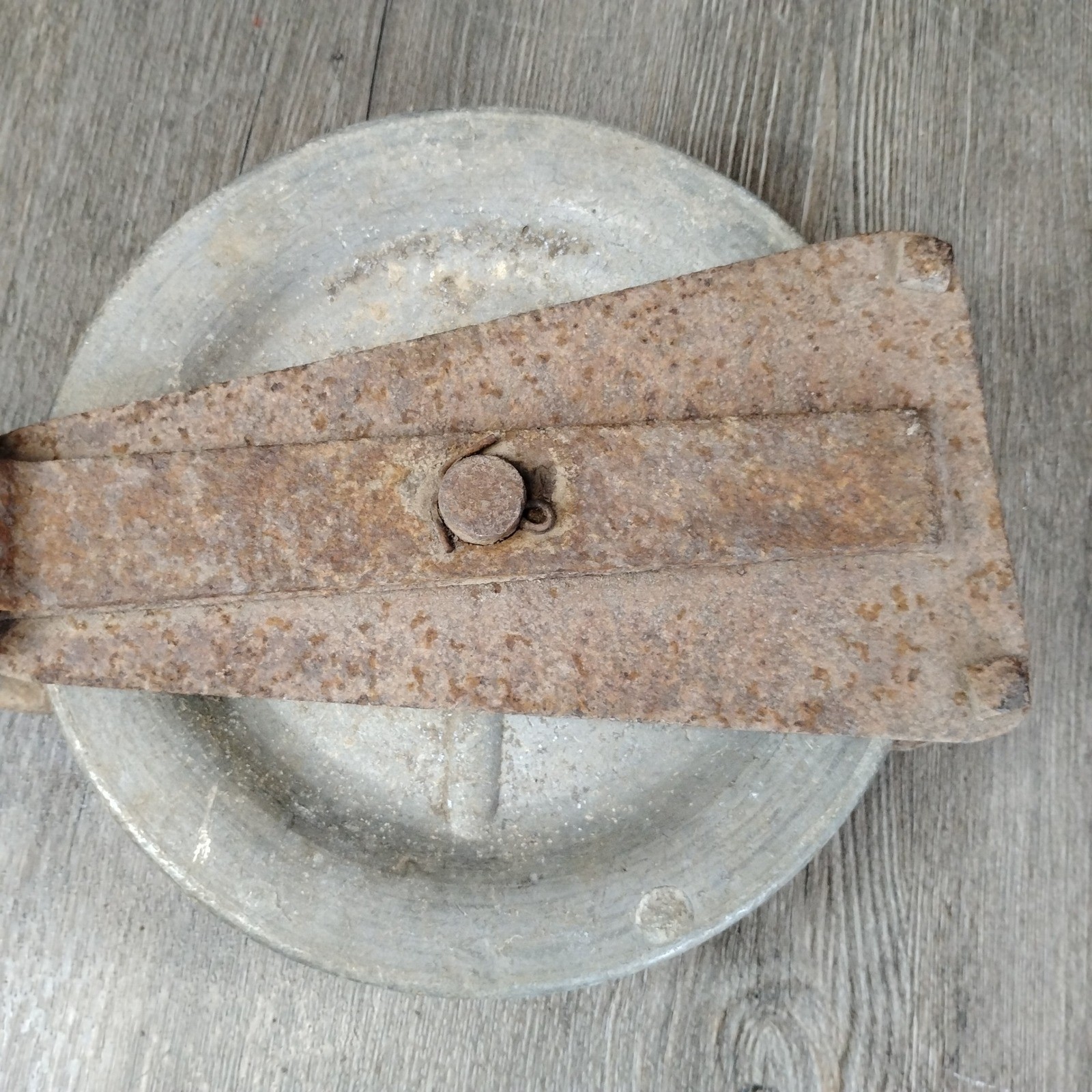 Vintage Industrial Snatch Block Pulley Cast Iron Steel Hook Steampunk Decor 17in