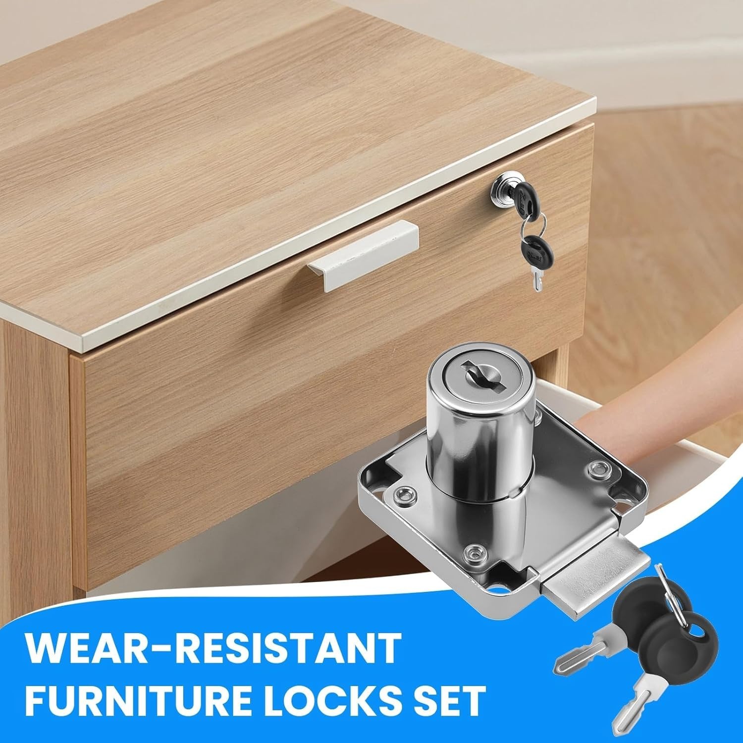 Durable Alloy Steel Drawer Lock with Rust-Resistant Finish & Installation Kit