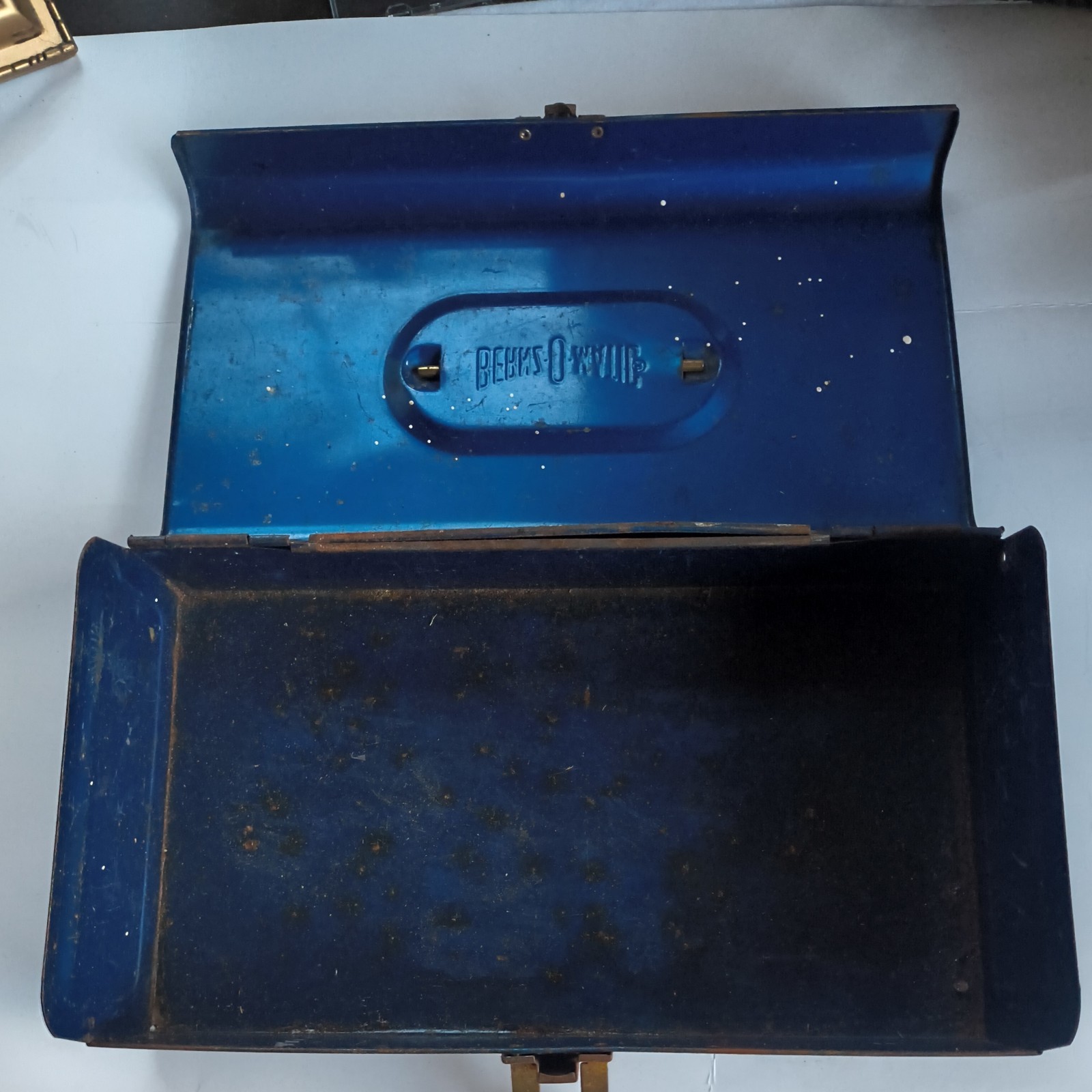 Bernz-O-Matic Metal Box Vintage Blue Tackle Handle