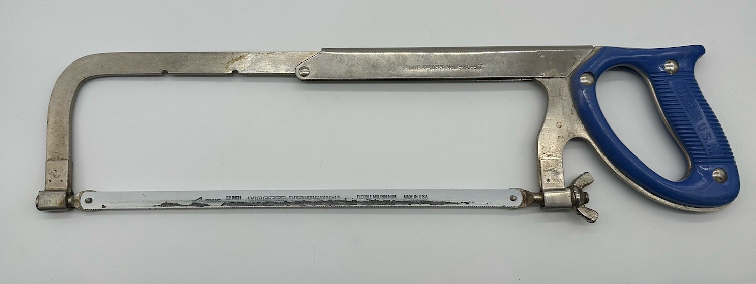 Vtg Belknap BLUEGRASS No. T-BG-317 Adjustable Length Hacksaw, Made in USA
