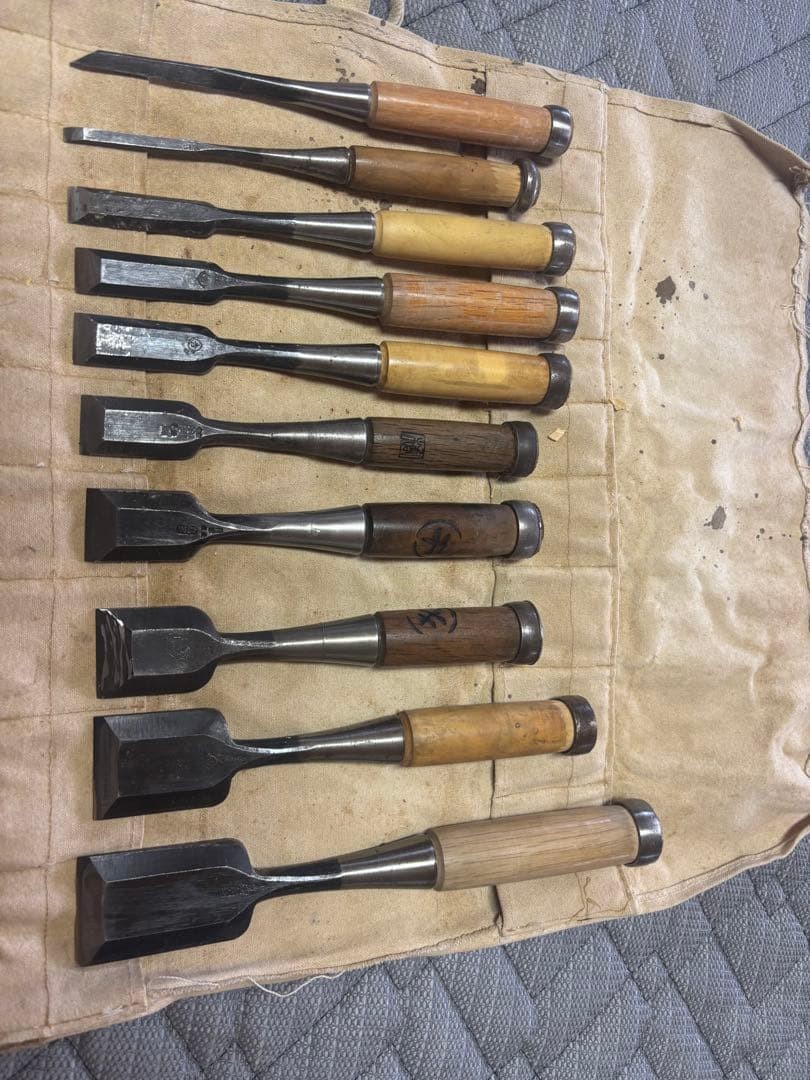 Japanese Chisel Set 10pc Woodworking Carpenter Tool Ouchi Takashiba Nobuyoshi
