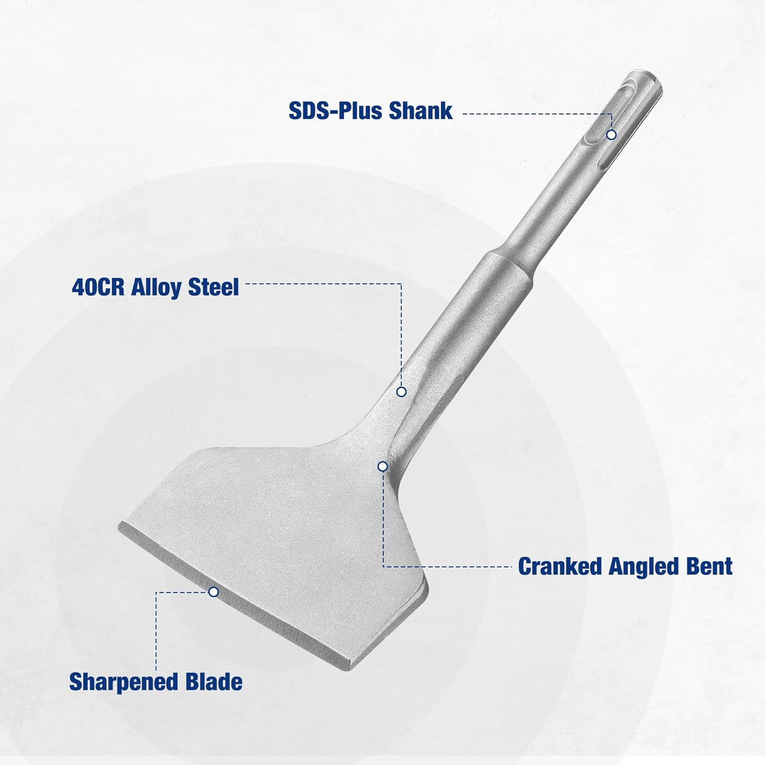 3-Inch SDS plus Chisel, Cranked Angled Bent Tile Removal Chisel for Tile, Lamina