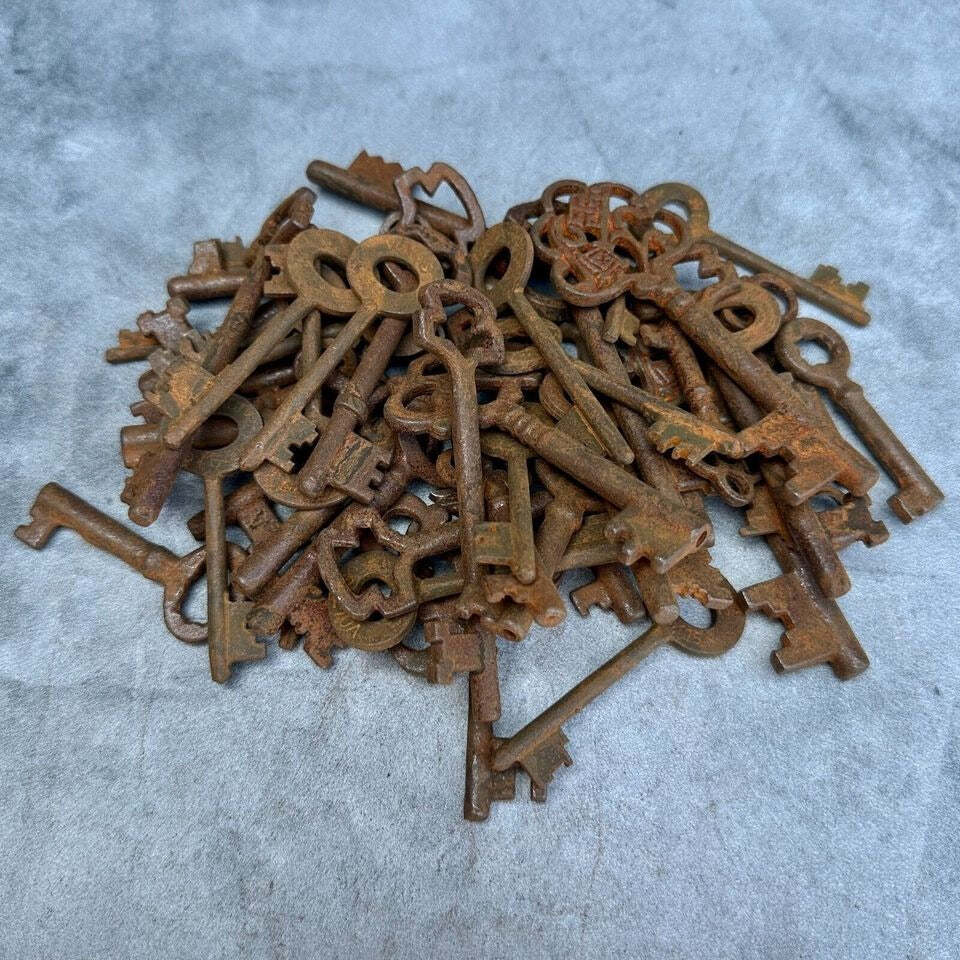 19th-Century Cast Iron Assorted Keys With Antique Finish (Lot of 50)