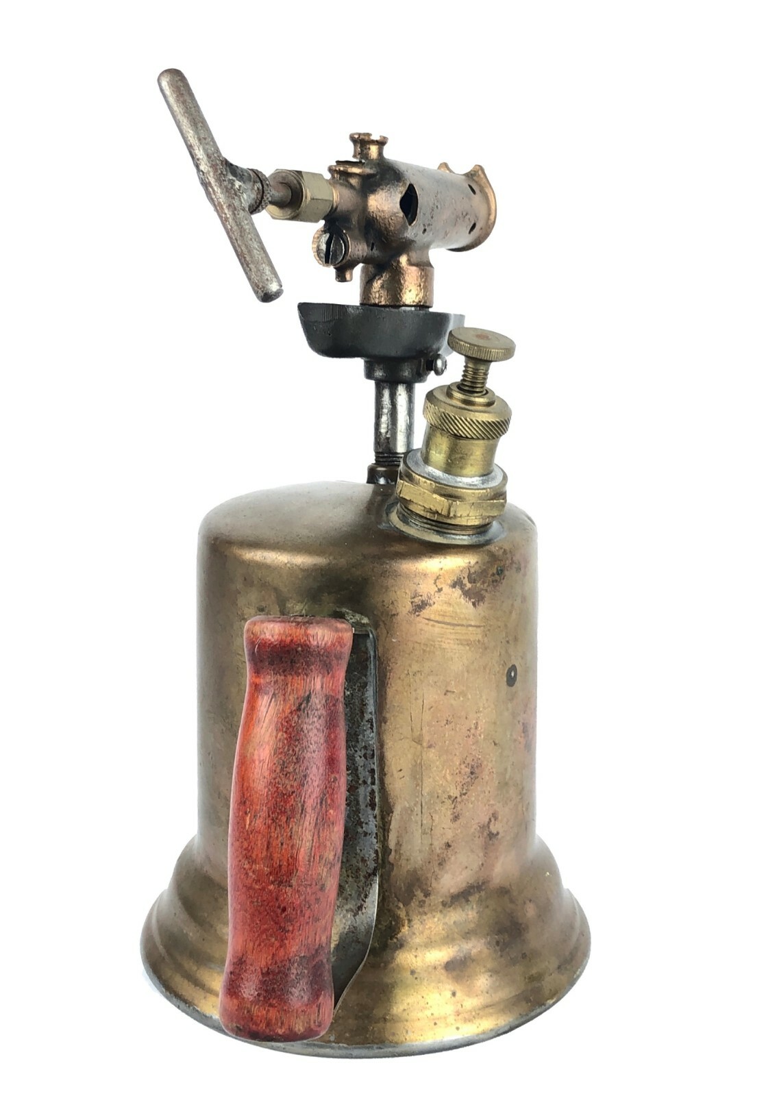 Vintage Otto Bernz Brass Metal Blow Torch Wood Handle Blowtorch