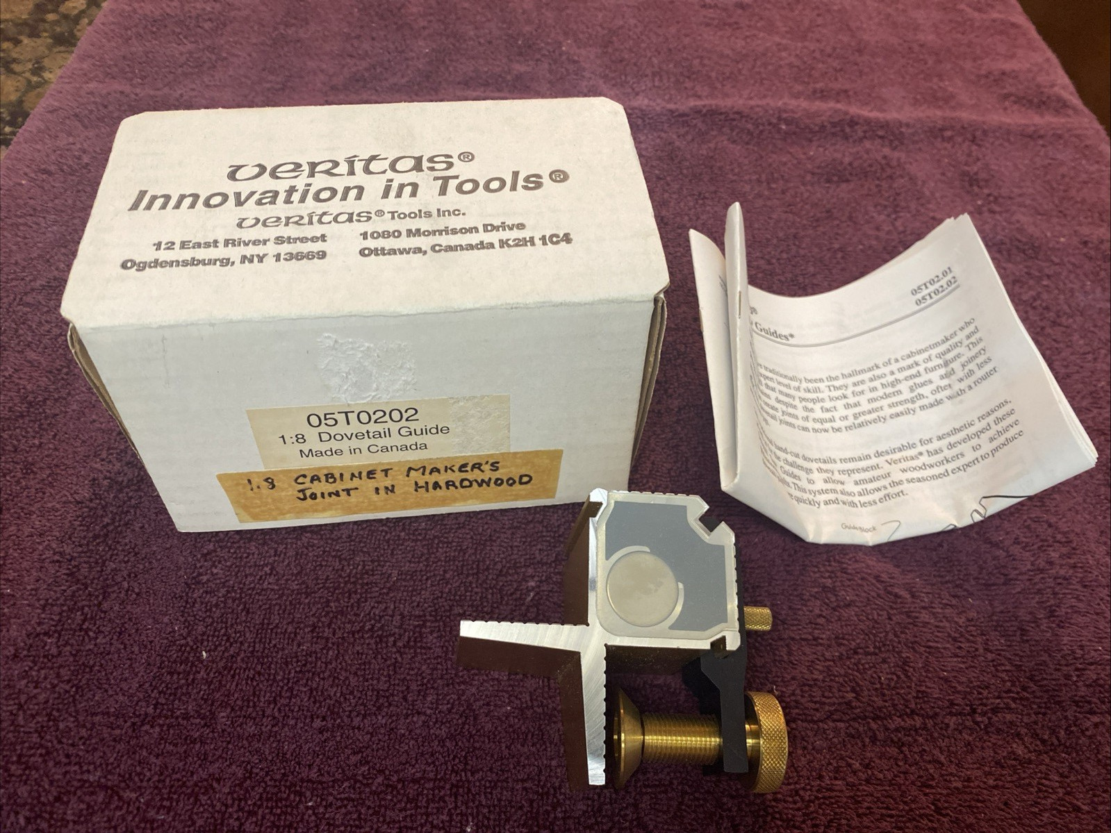 Veritas Dovetail Saw Guide System 05T0202 1:8 Made In Canada