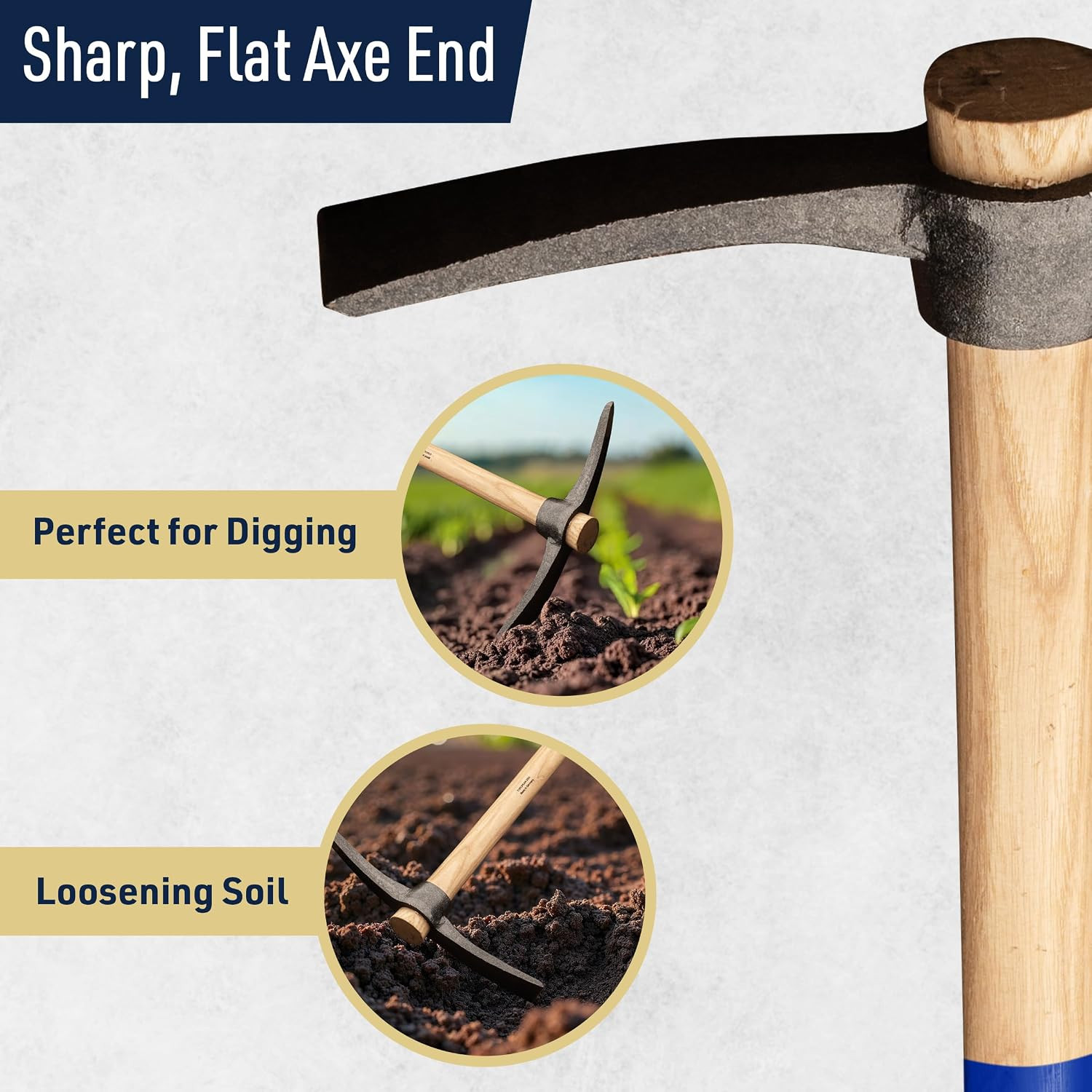 16” Hand Pick Axe – Forged Steel Pickaxe for Digging, Loosening Soil, or Weeding