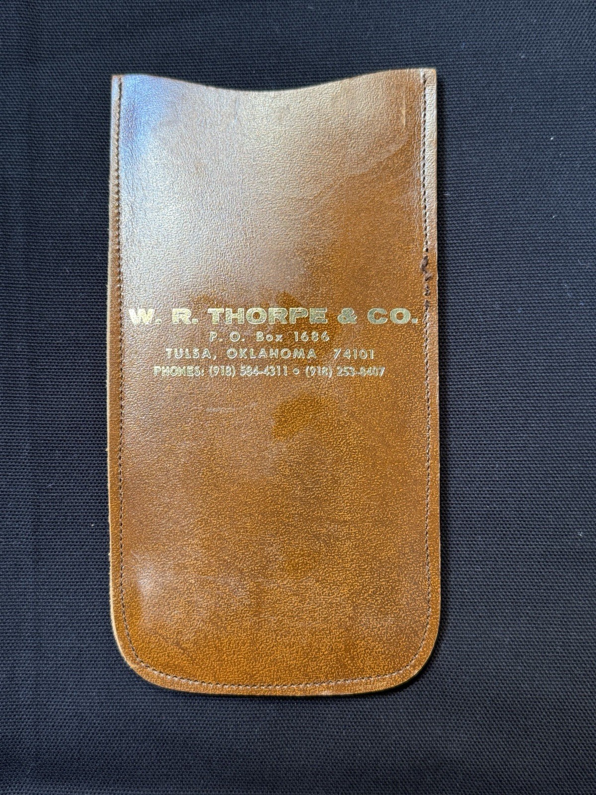 Vintage W.R. Thorpe & CO Pipe Thickness Gauge with leather case