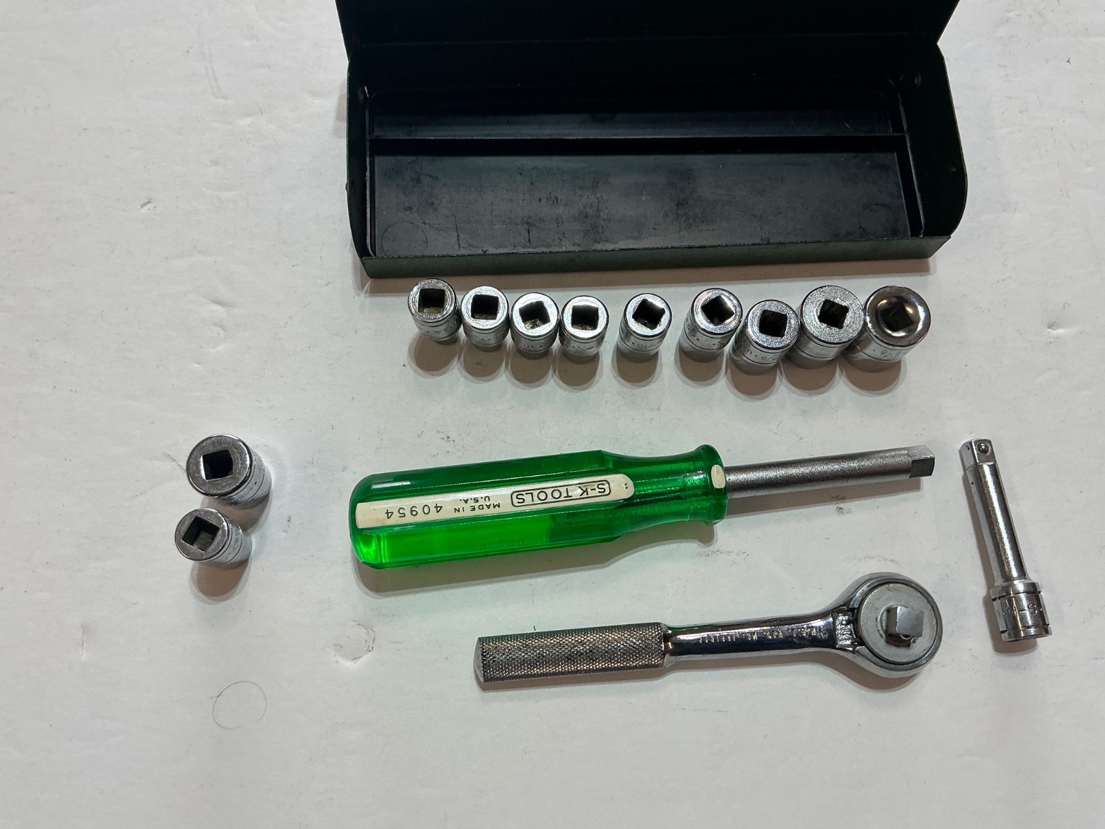 Vintage S-K Tools 1/4” Drive 14 pc Socket Set SAE 3/16”-1/2” -USA Made-