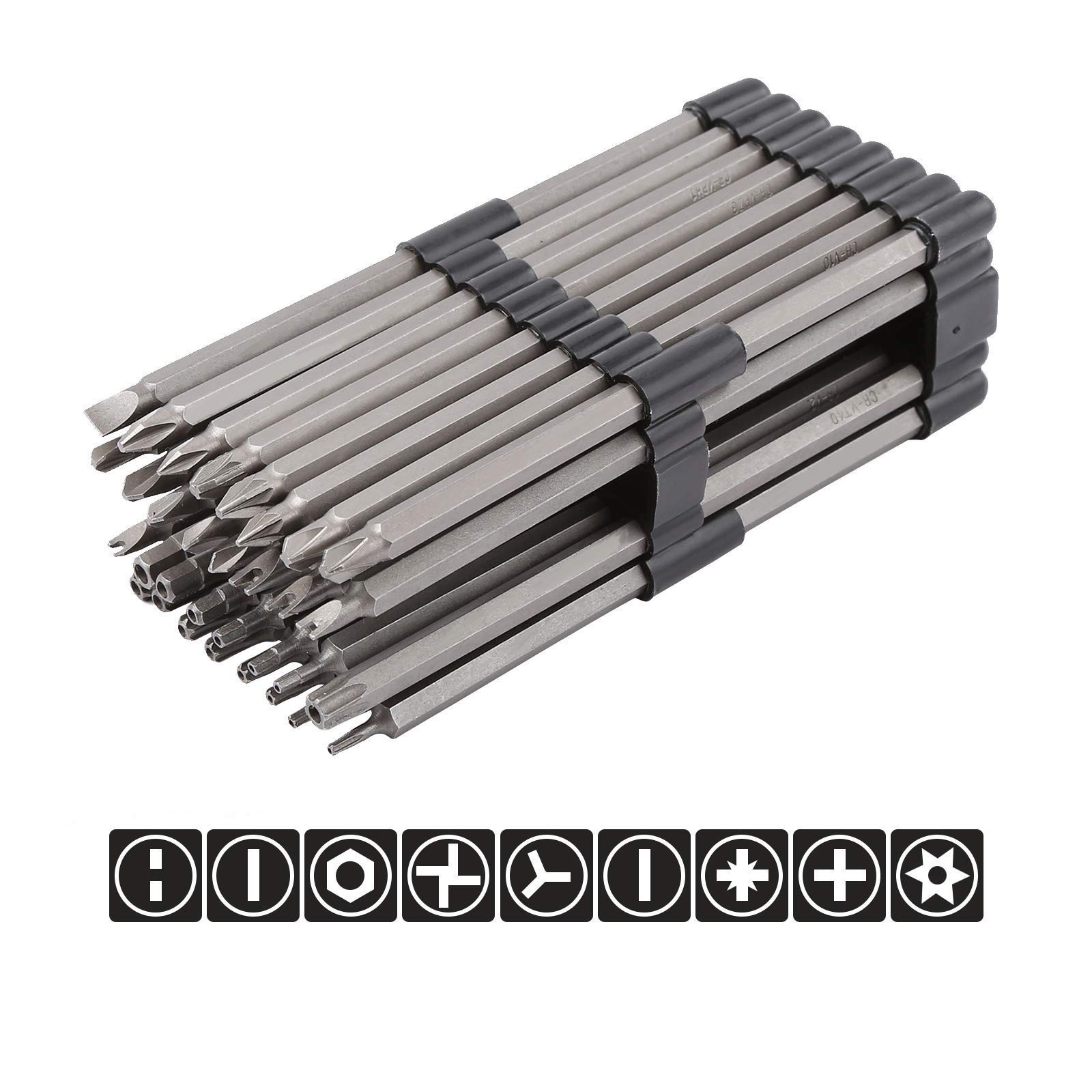 32PCS 6 Inches Extra Long Security Bit Set for Screwdrivers