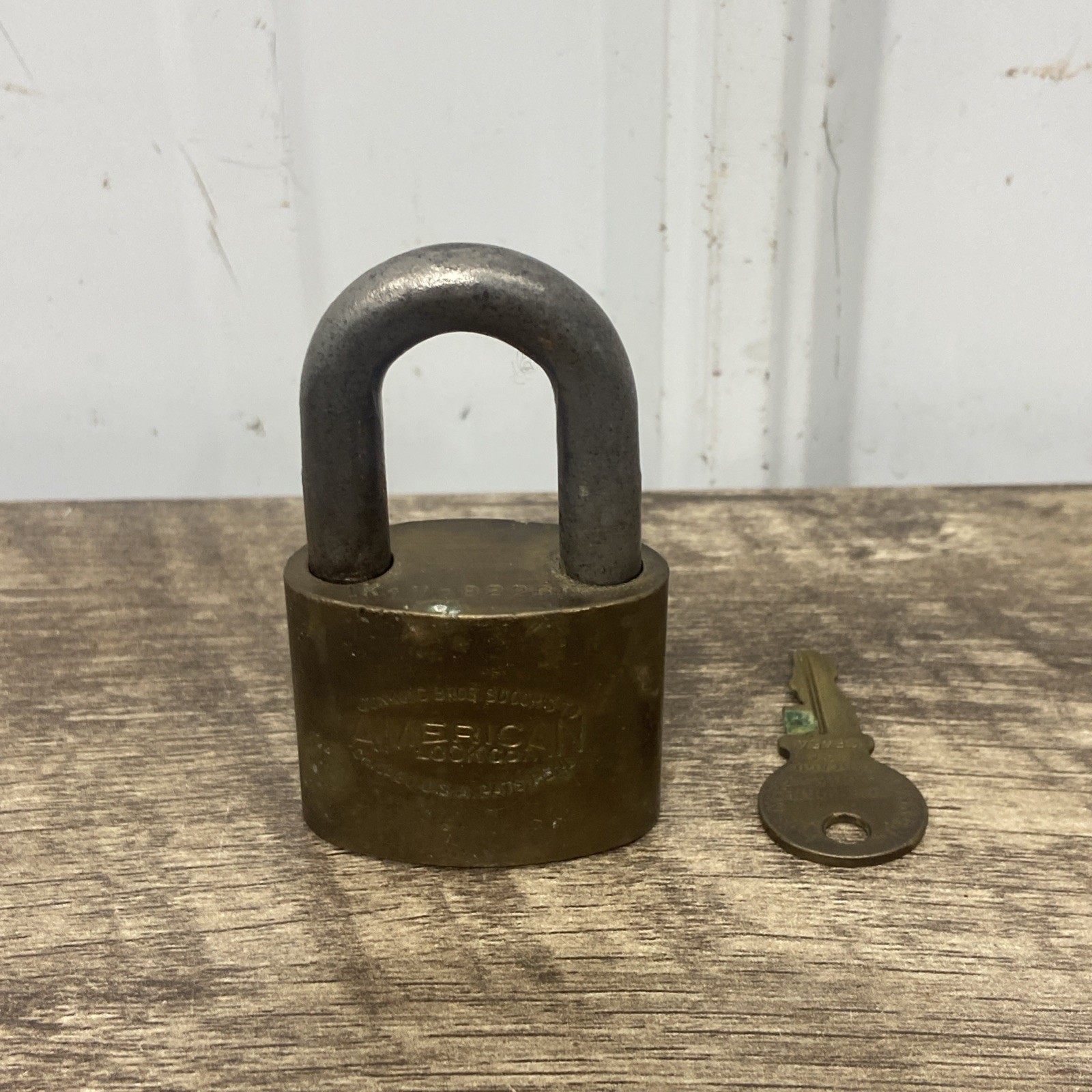 Vintage U.S. Military American Lock Co. Brass Padlock 167 w/ Key