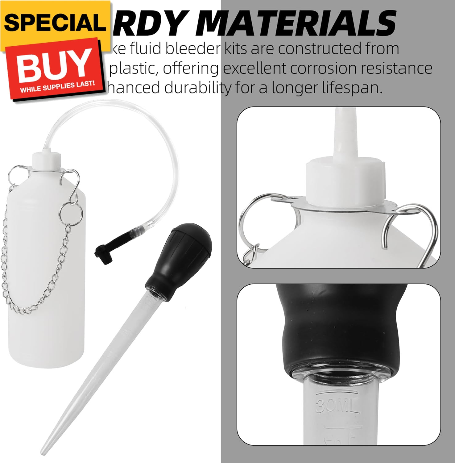 0.8L Brake Bleeder Vacuum Pump Kit,Fluid Extractor,Master Cylinder Bleeder Kit O