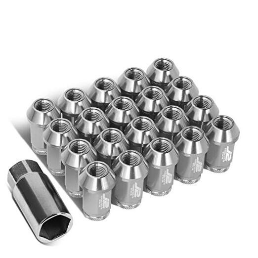 7075 Aluminum M12 x 1.5 20Pcs L: 40mm Open End Lug Nut 1.5-Inch Silver