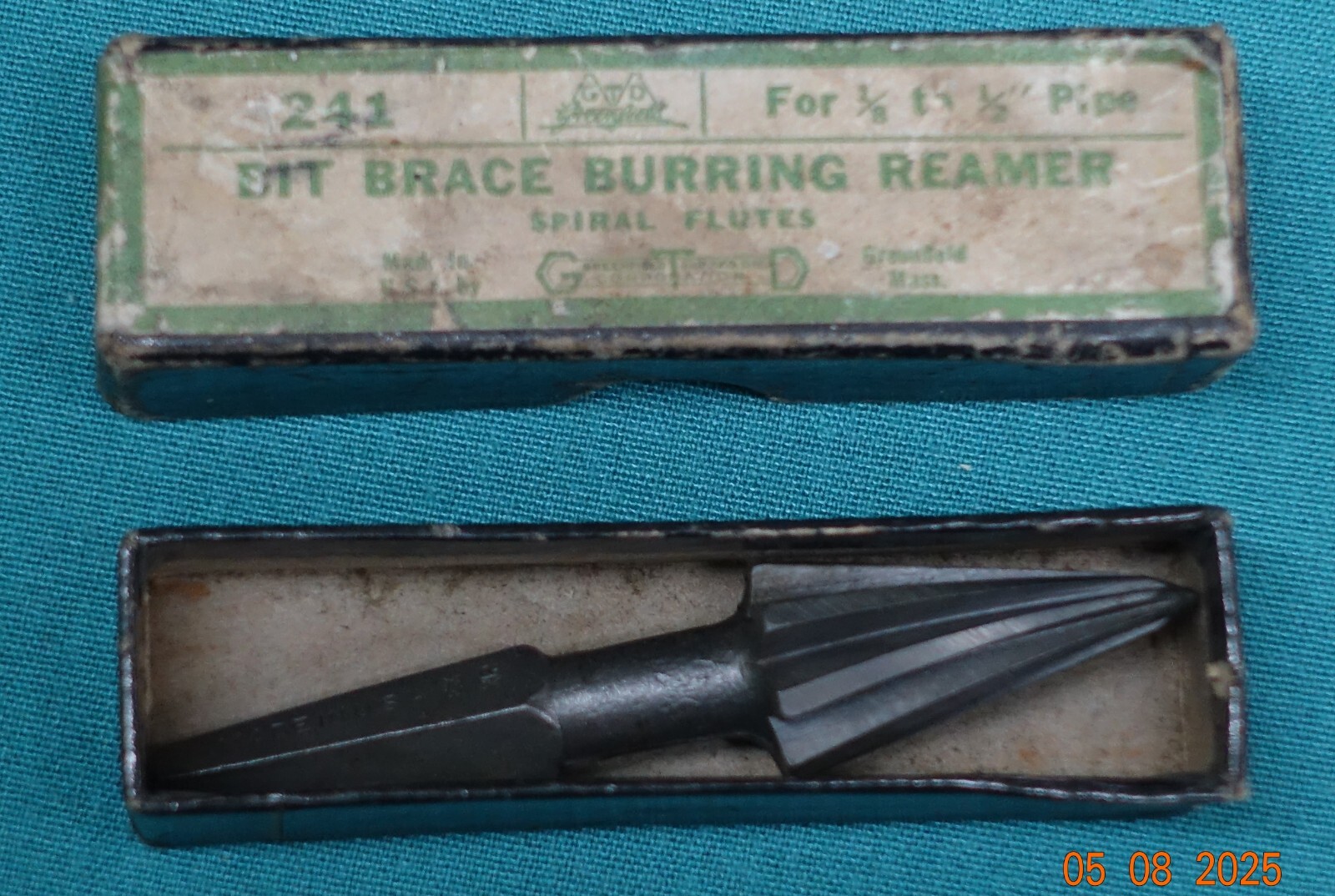VTG GREENFIELD GTD #241 Bit Brace Spiral Burring 1/8″-3/8″ Pipe Reamer w/Box