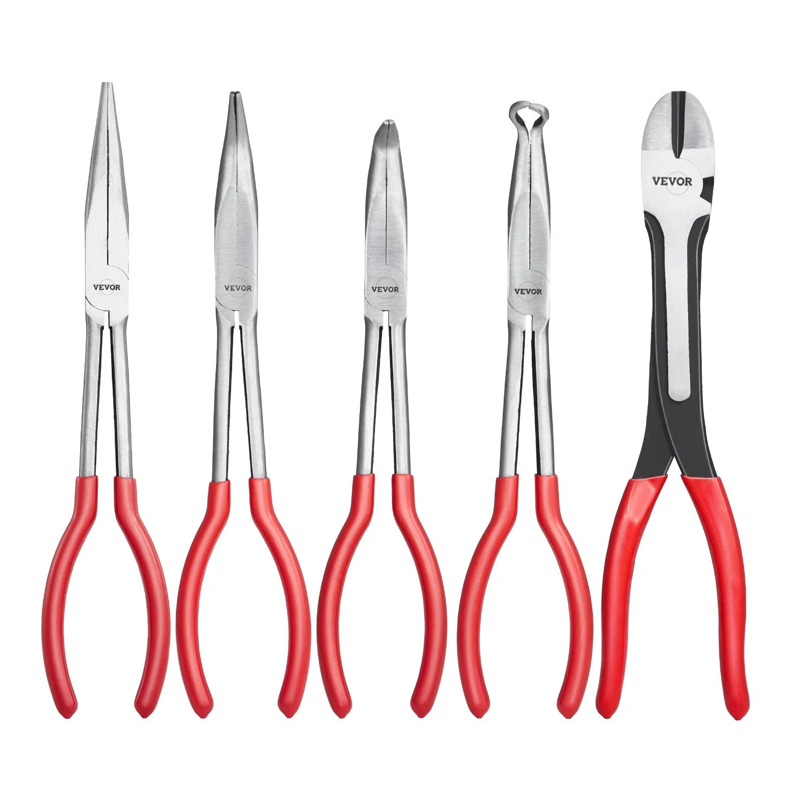5-Piece Needle Nose Pliers, 11 in Long Needle Nose Pliers Set, Diagonal Cutting