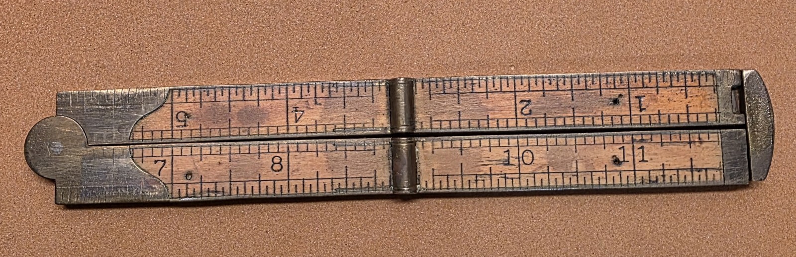 Vtg Stanley No. 32 1/2 Folding Boxwood Brass Caliper Rule USA Carpenter Tool