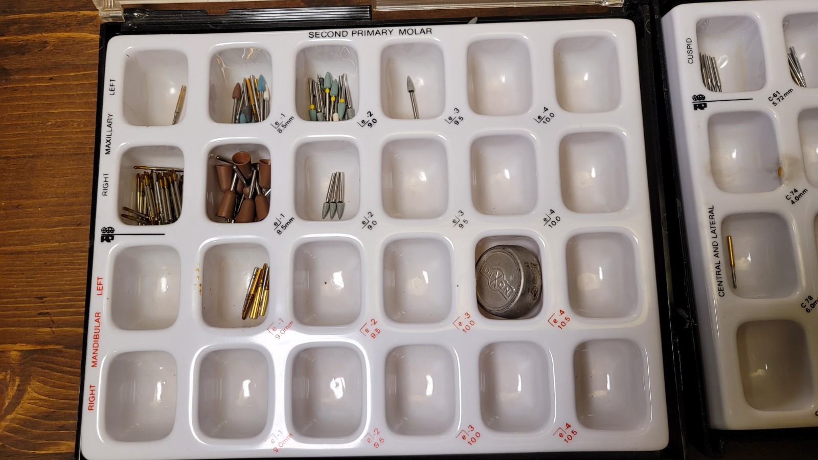 2 Dentistry Organizer Boxes Containing a Variety of Drill Bits