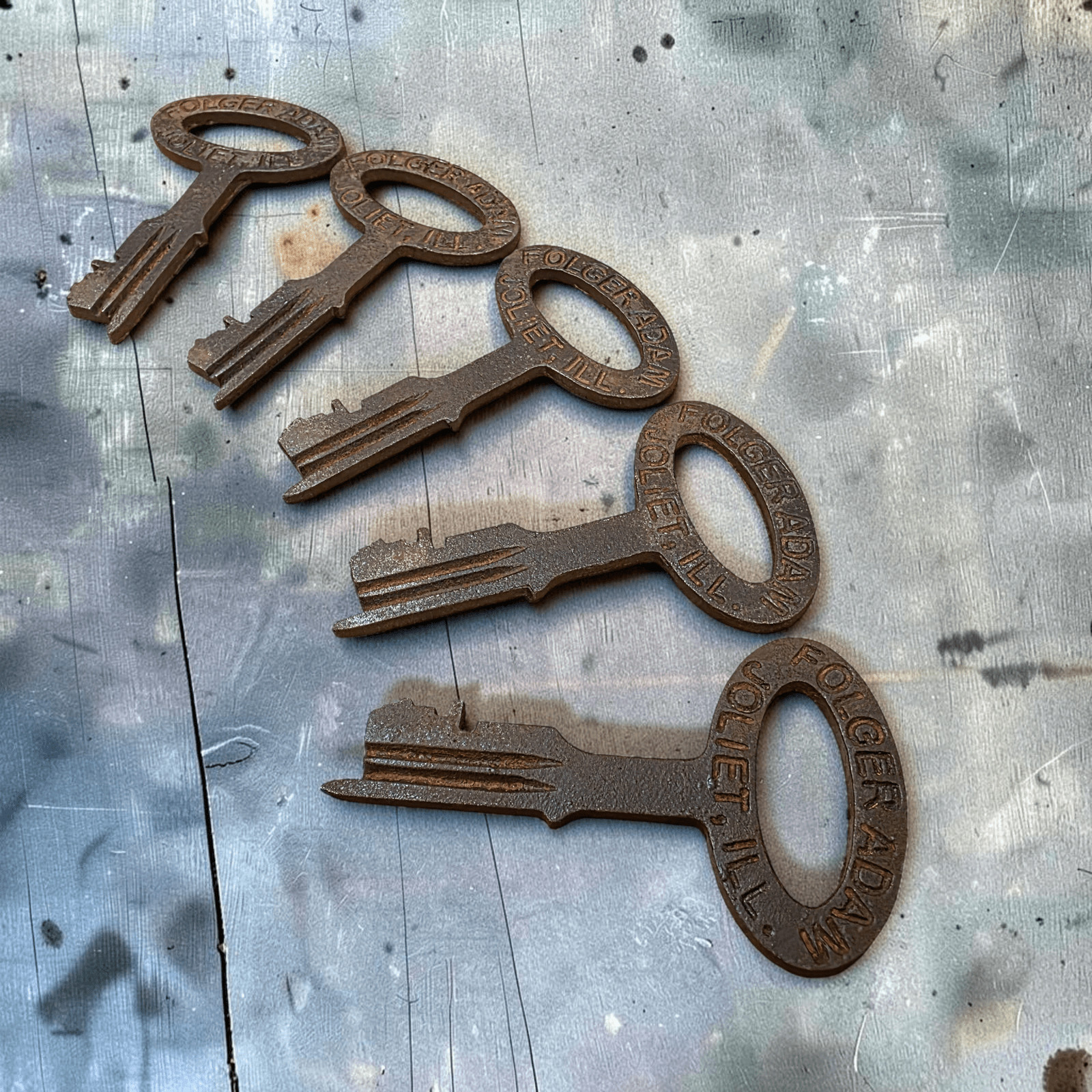 Folger Adam Joliet Cast Iron Jailhouse Keys — Set of 5