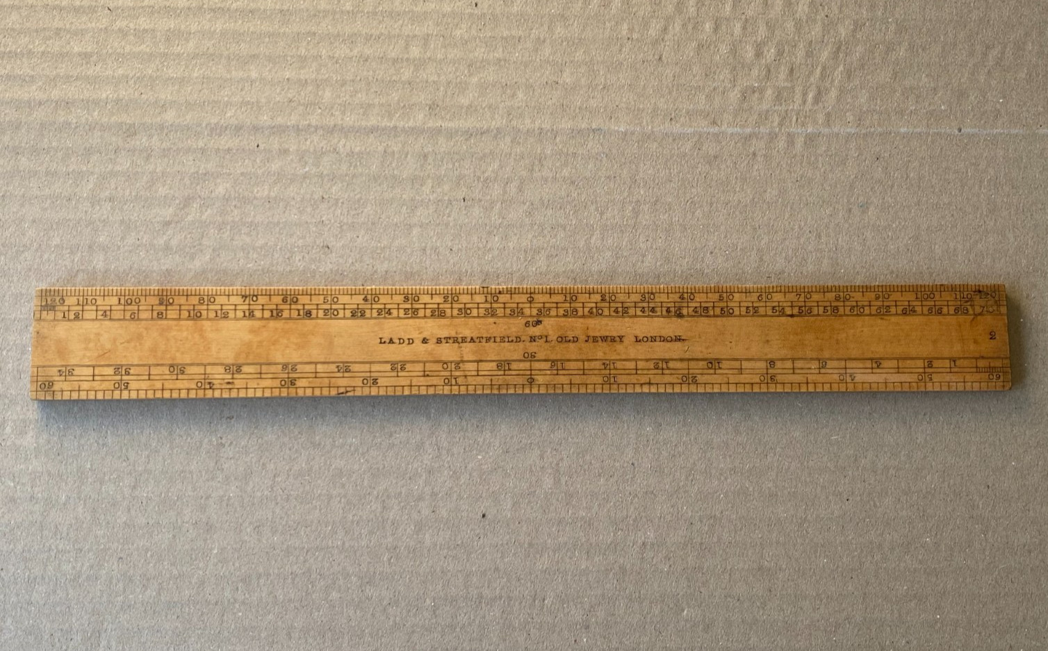 Ladd & Streatfield Wooded proof rule ruler – no.1 Old Jewry London -19th century
