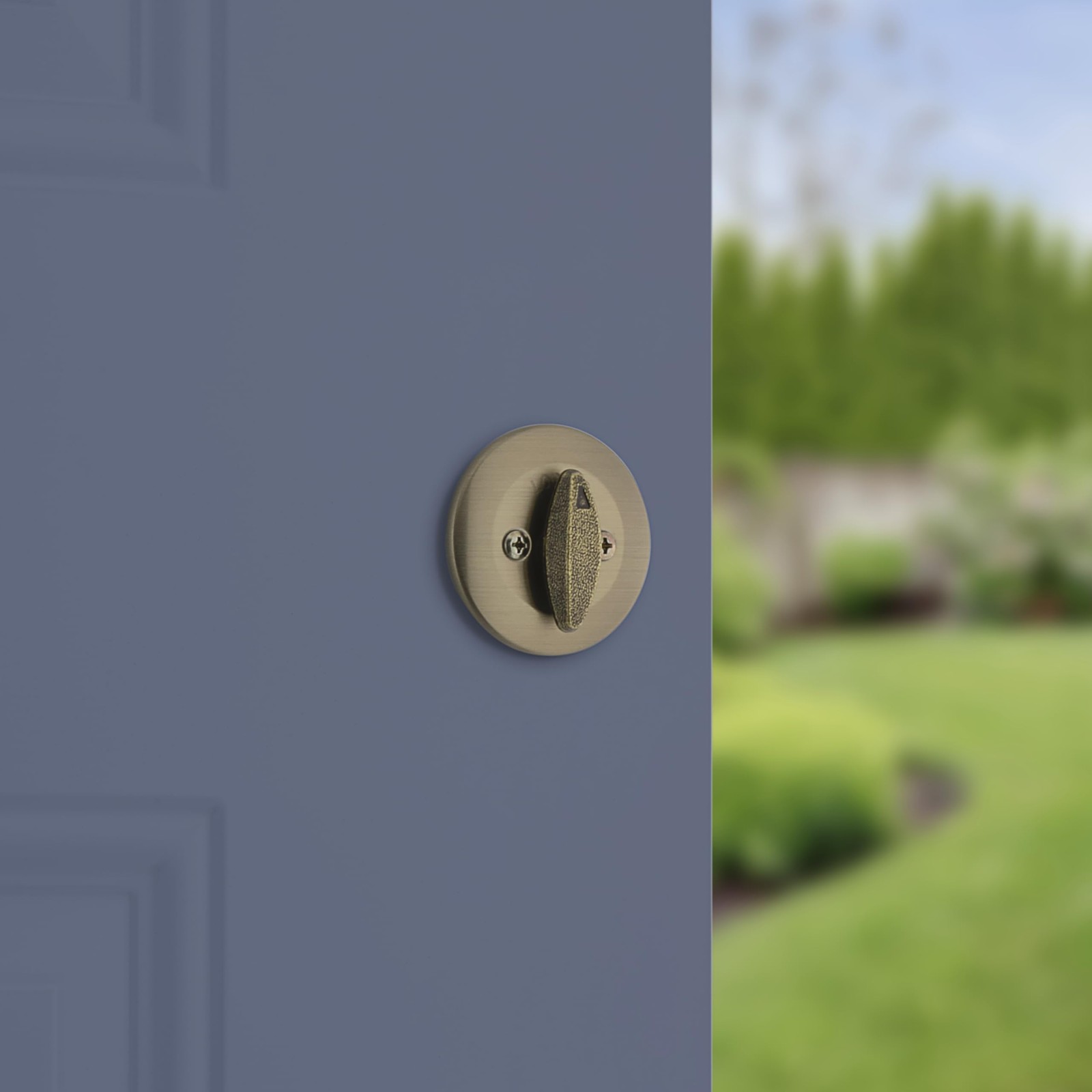 660 Deadbolt Lock, Antique Brass Round Exterior Keyed Front Entry Door, Pick