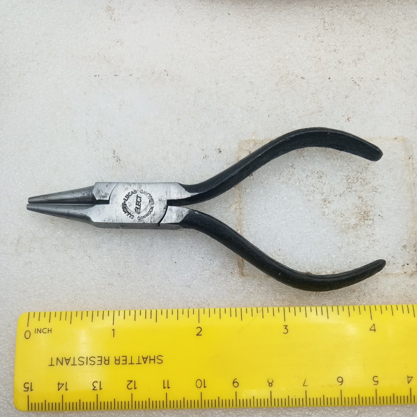 Vintage Elliott Lucas Elect 4 1/4″ Round Nose Pliers Wire Bending Forming Tool