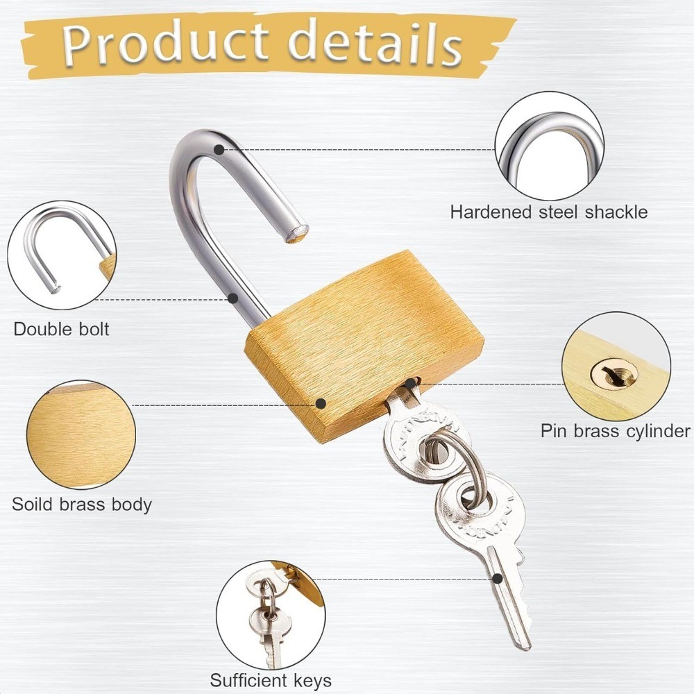 2 Pieces Small Solid Brass Padlocks with Keys 20mm and 25mm Mini Keyed Lock for