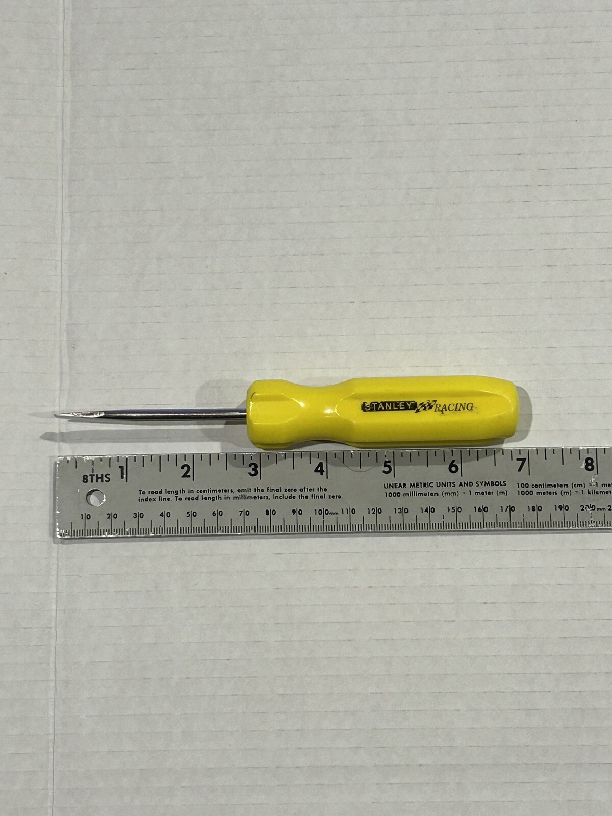 Rare Vintage Yellow Stanley NASCAR Racing Flat Head Slotted Screwdriver USA