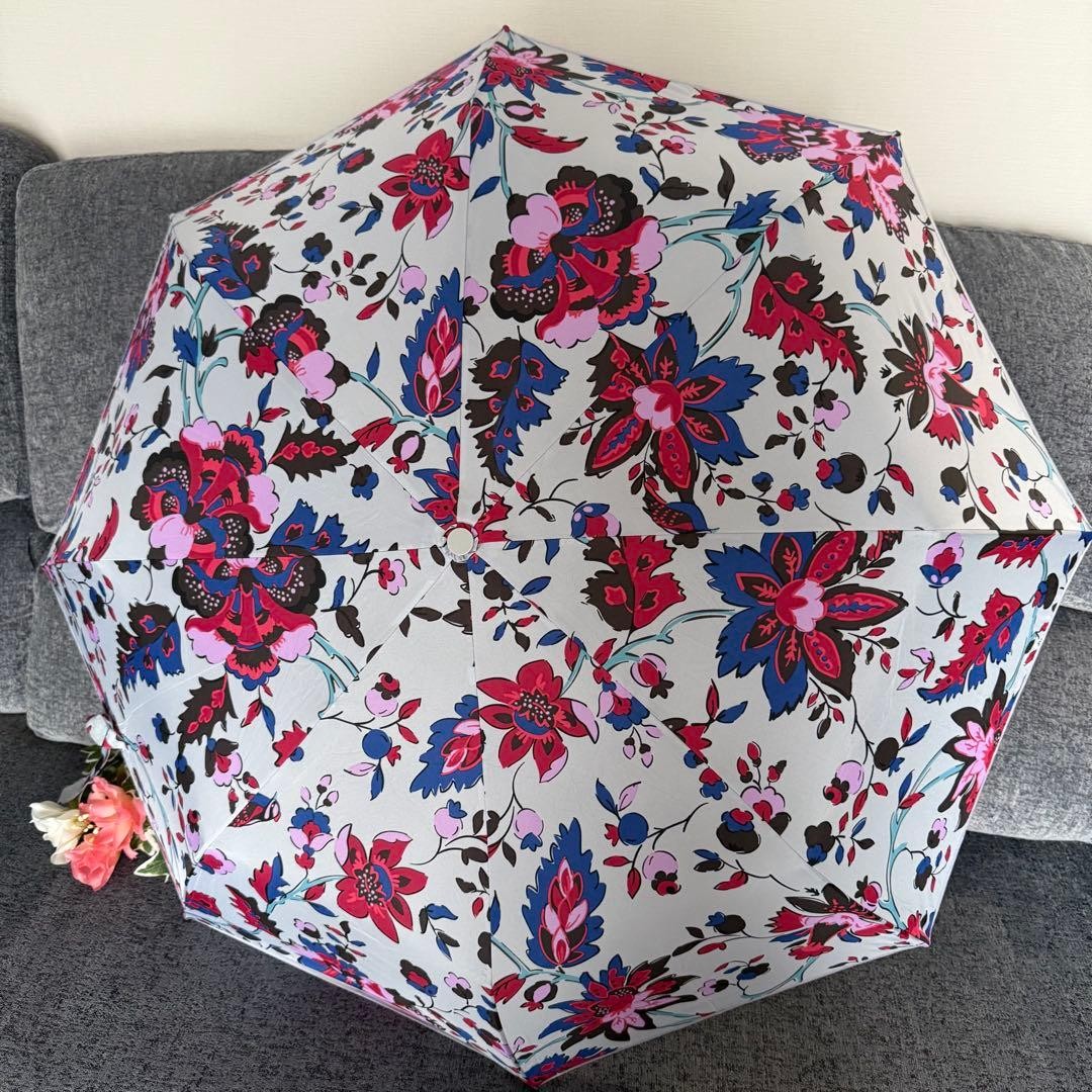 Vera Bradley Umbrella Foldable Vineyard Floral Purple Gray Used