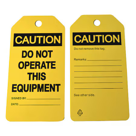 Zoro Select 6Cda1 Caution Tag, Machine And Operational, Polypropylene, 5 3/4