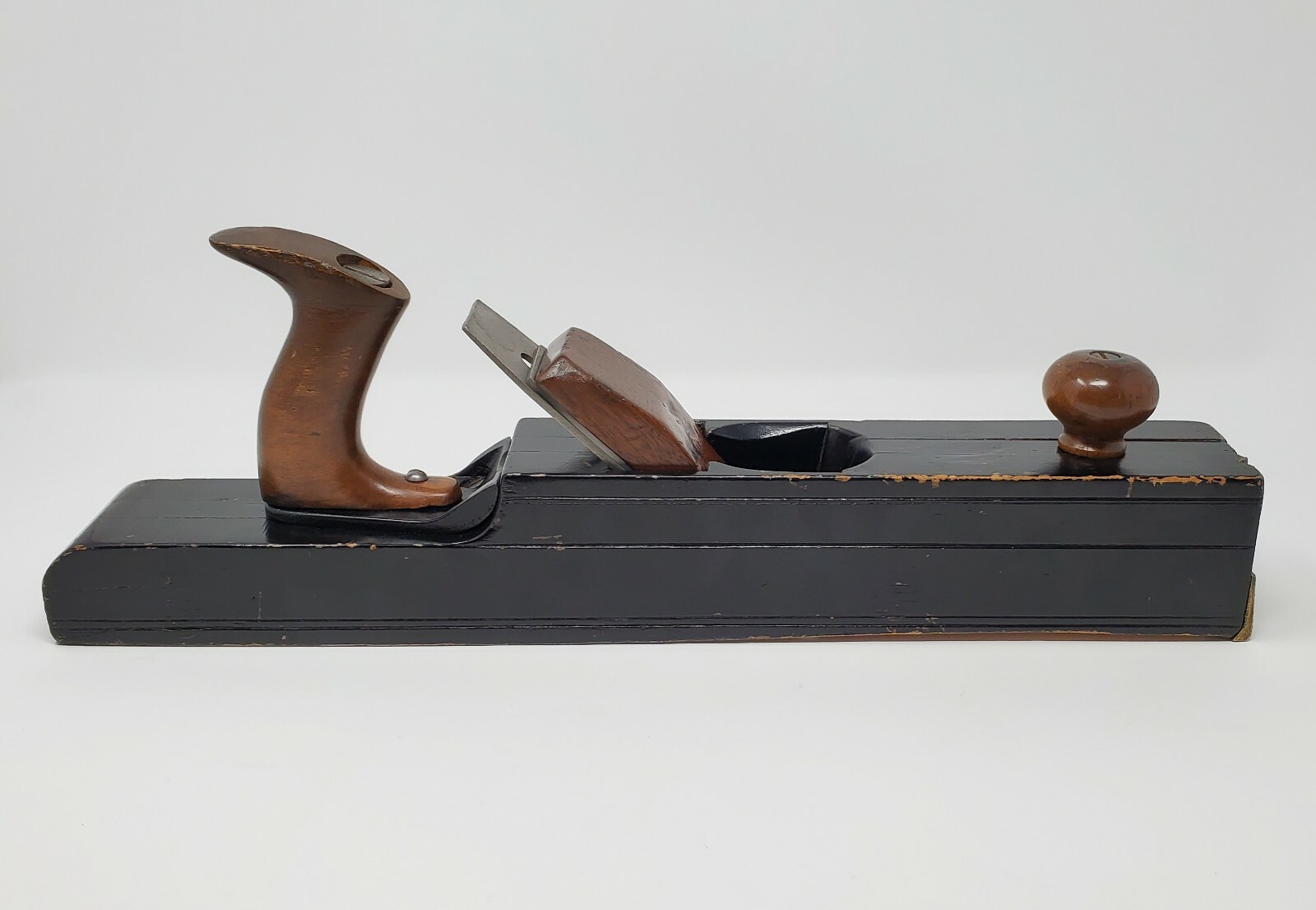 Vintage Black Painted Razee Fore Plane, 17″ L, Ohio Tool Co. 2″ Blade, Brass Toe