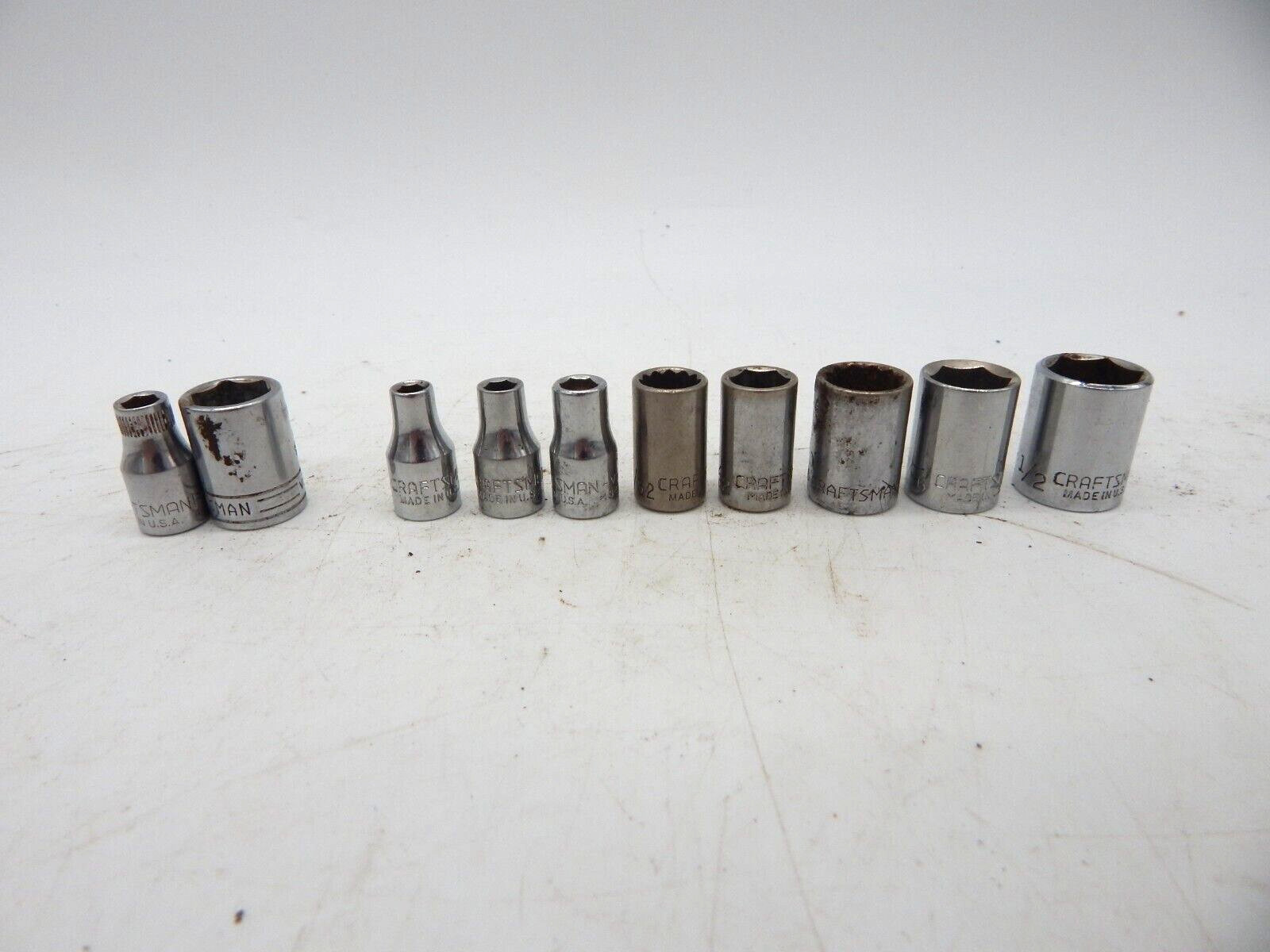 Set of 10 Vintage Craftsman Sockets 1/4″ Drive 6 & 12 Point SAE & Metric USA