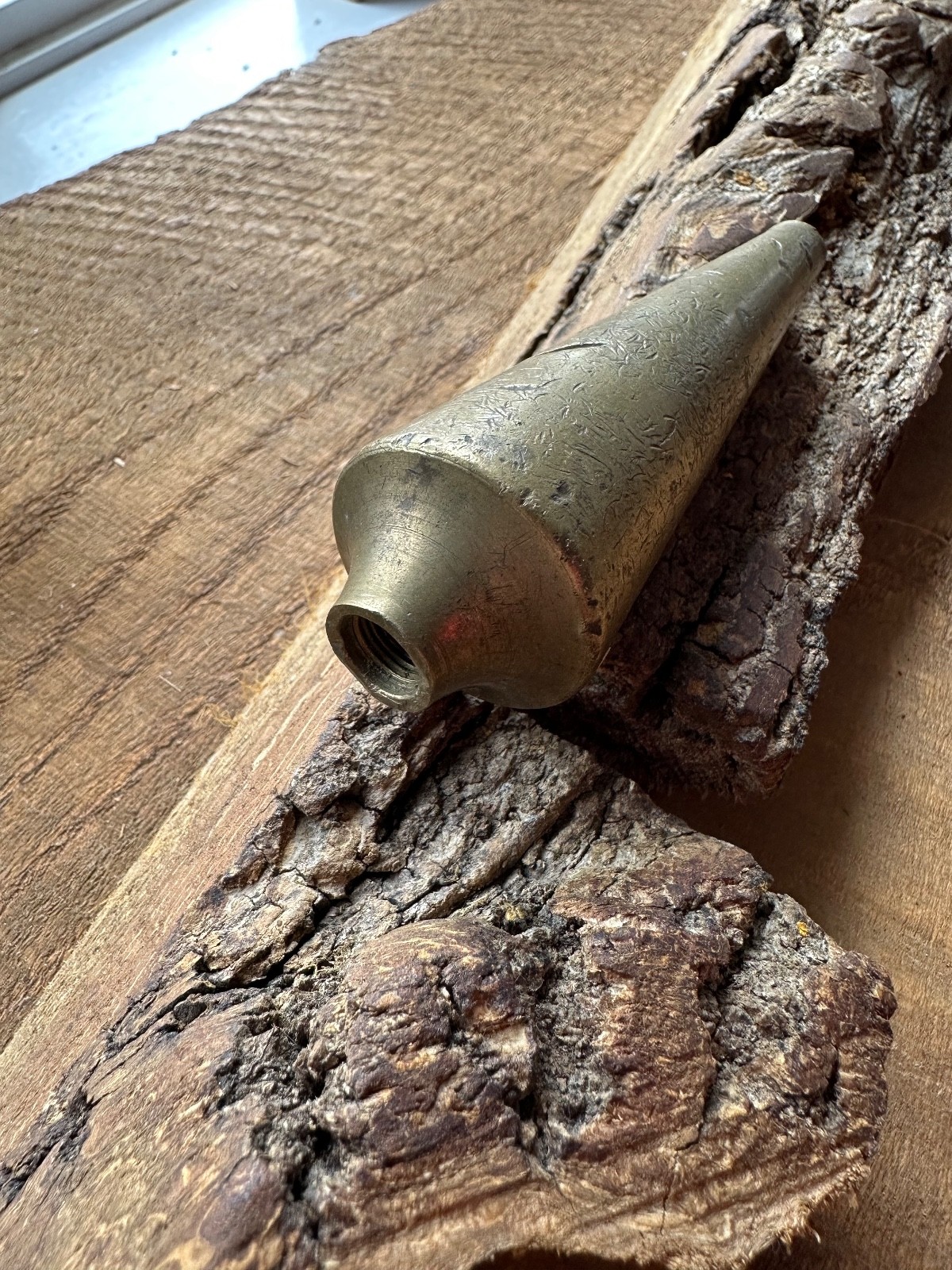 Vintage Museum Collectible Solid Brass 4″ Plumb Bob Weight Cone Mason Tool Decor