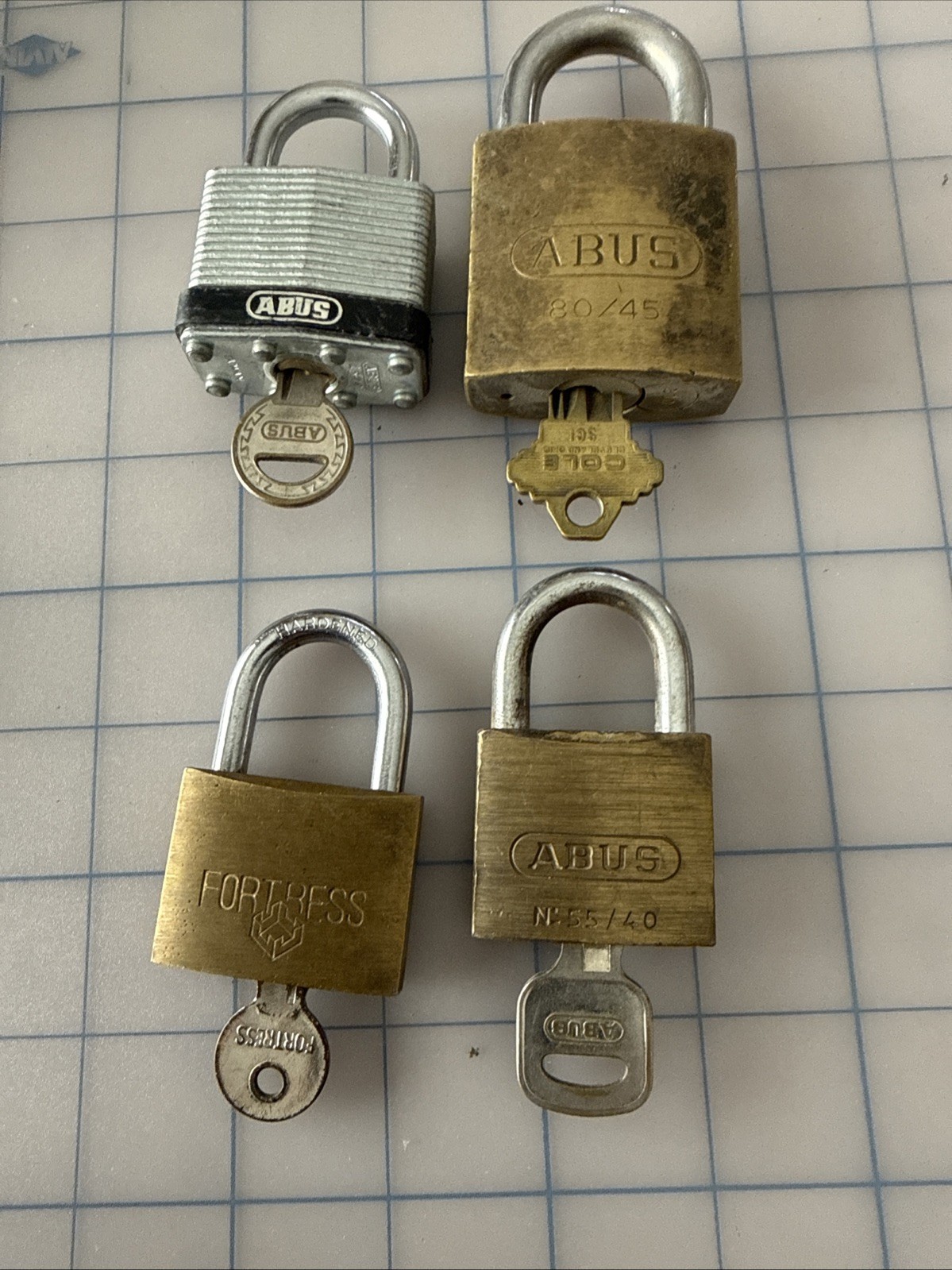 4Pcs of Vintage Padlock Abus with key as shown