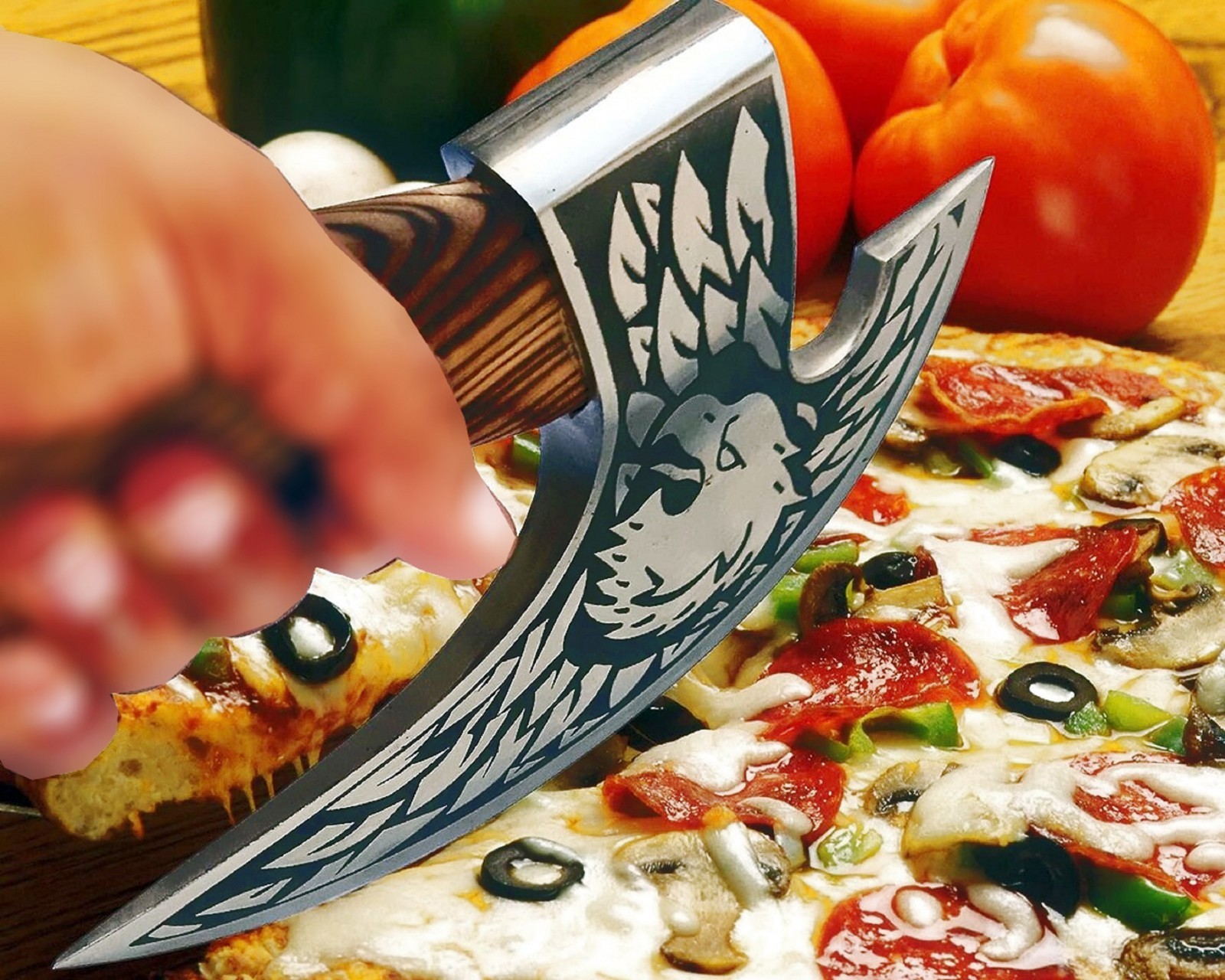 Handmade Viking Pizza Axe,Viking Hatchet Axe-Pizza Cutter Viking Axe VBA-29-A