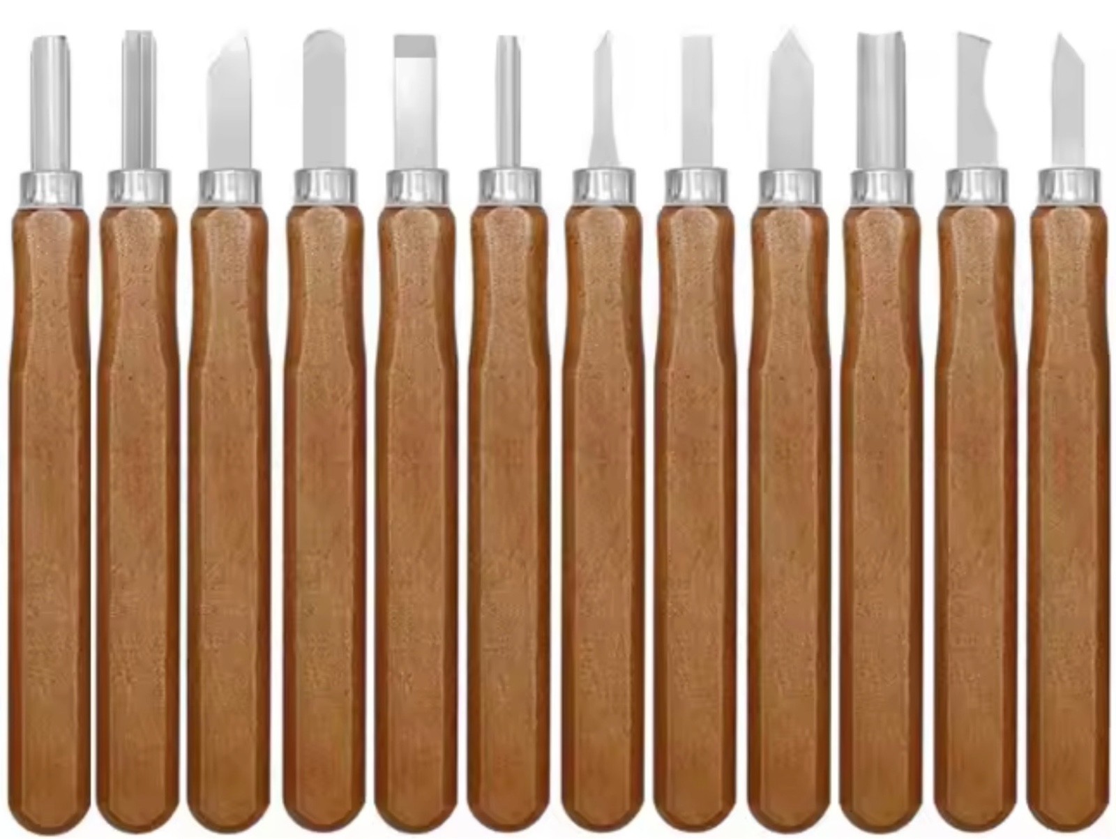 12PCS Wood Carving Tools Set Wooden Handle Woodworking Craft DIY Knife Kit