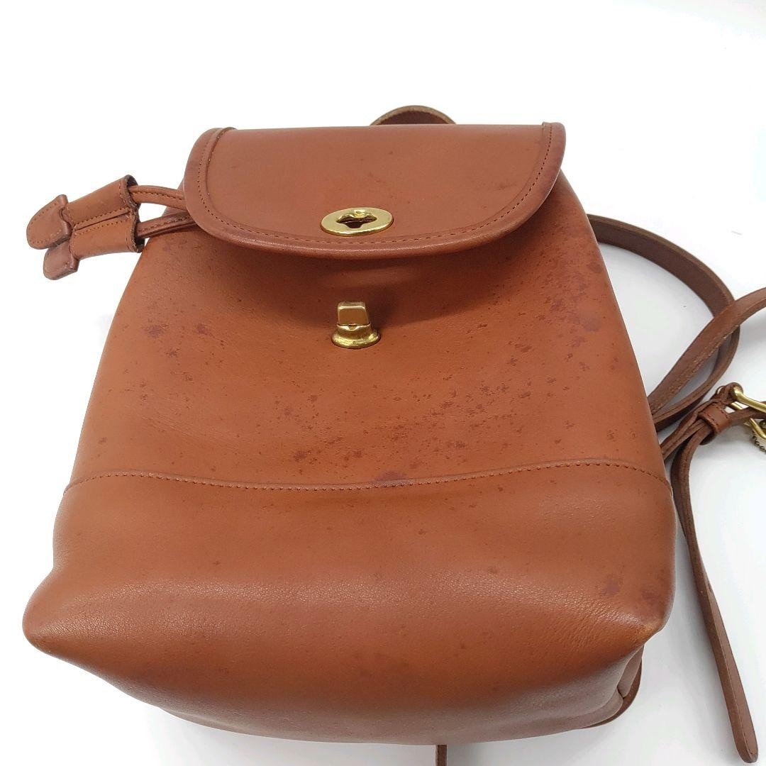 COACH Mini Backpack 9960 Leather Used Classic Design Brown Glove Tan