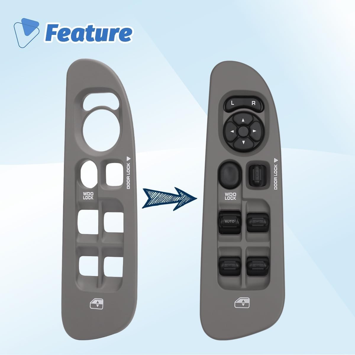 Driver Side Window Control Switch Cover, Door Switch Panel Bezel Trim Compati…