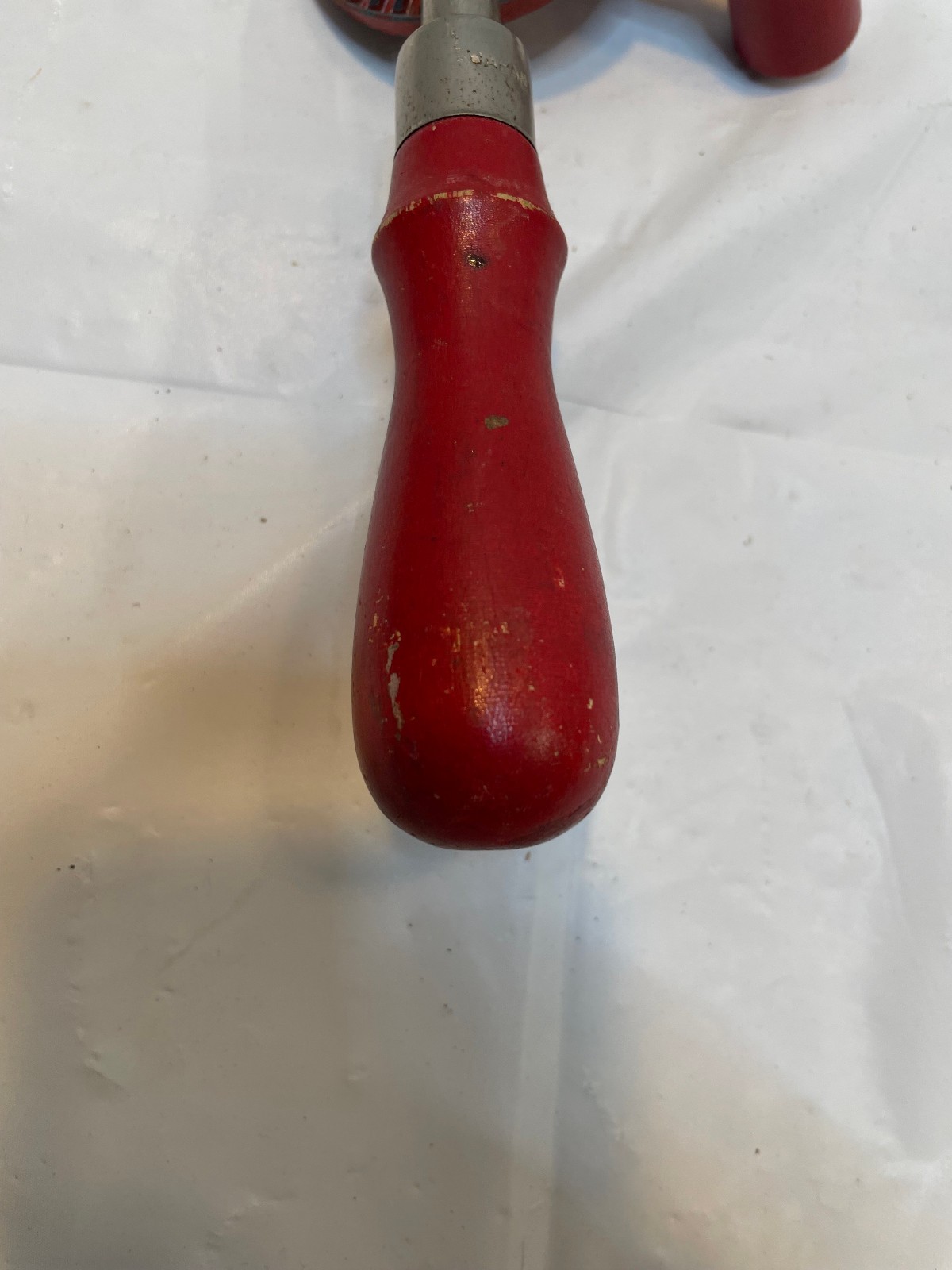 Vintage Antique Hand Drill Wood Handle 9.5″ Tool