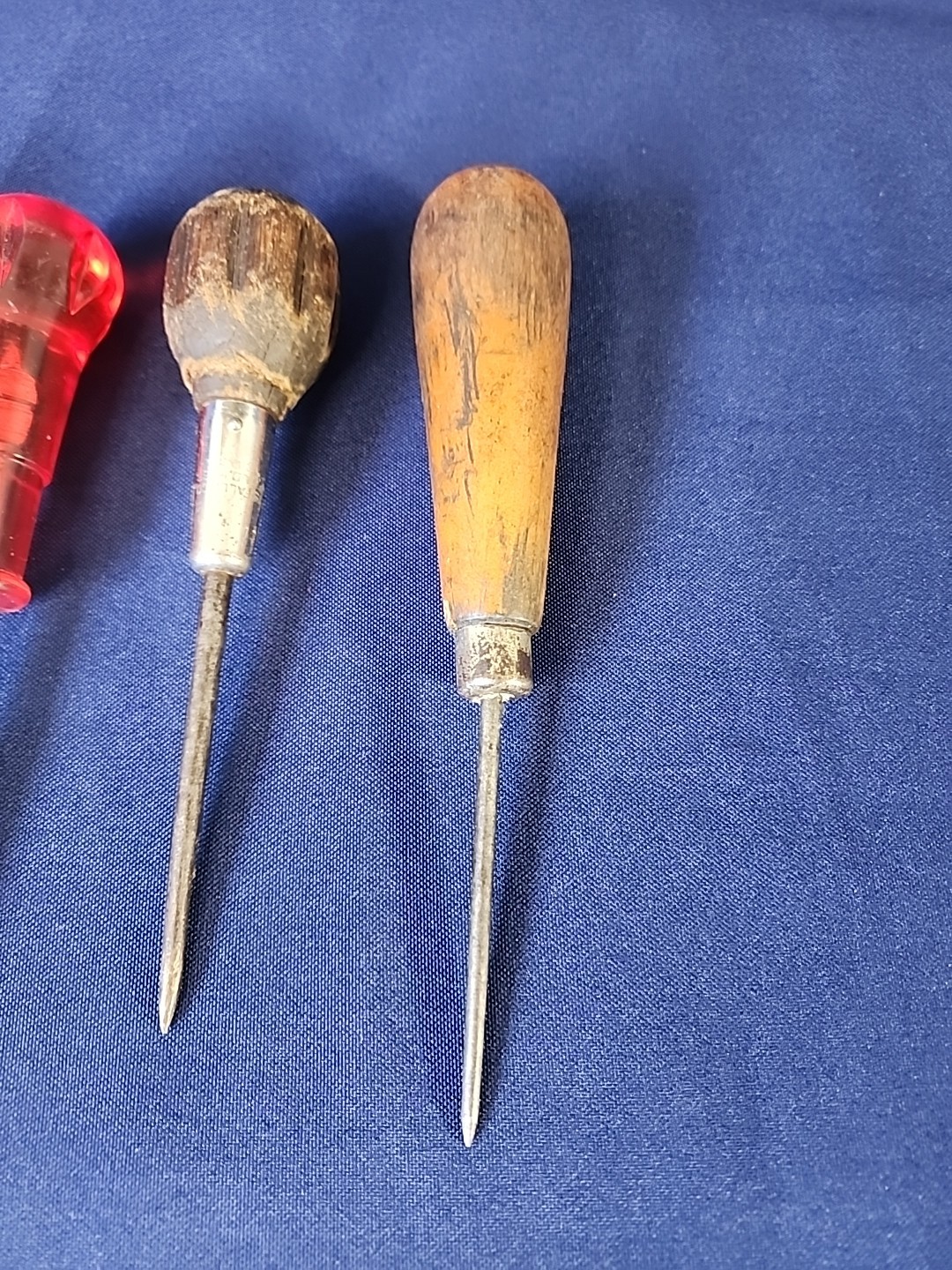 Lot of 4 Vintage Scratch Awls Woodworking Leather Stitch Various Handle Designs