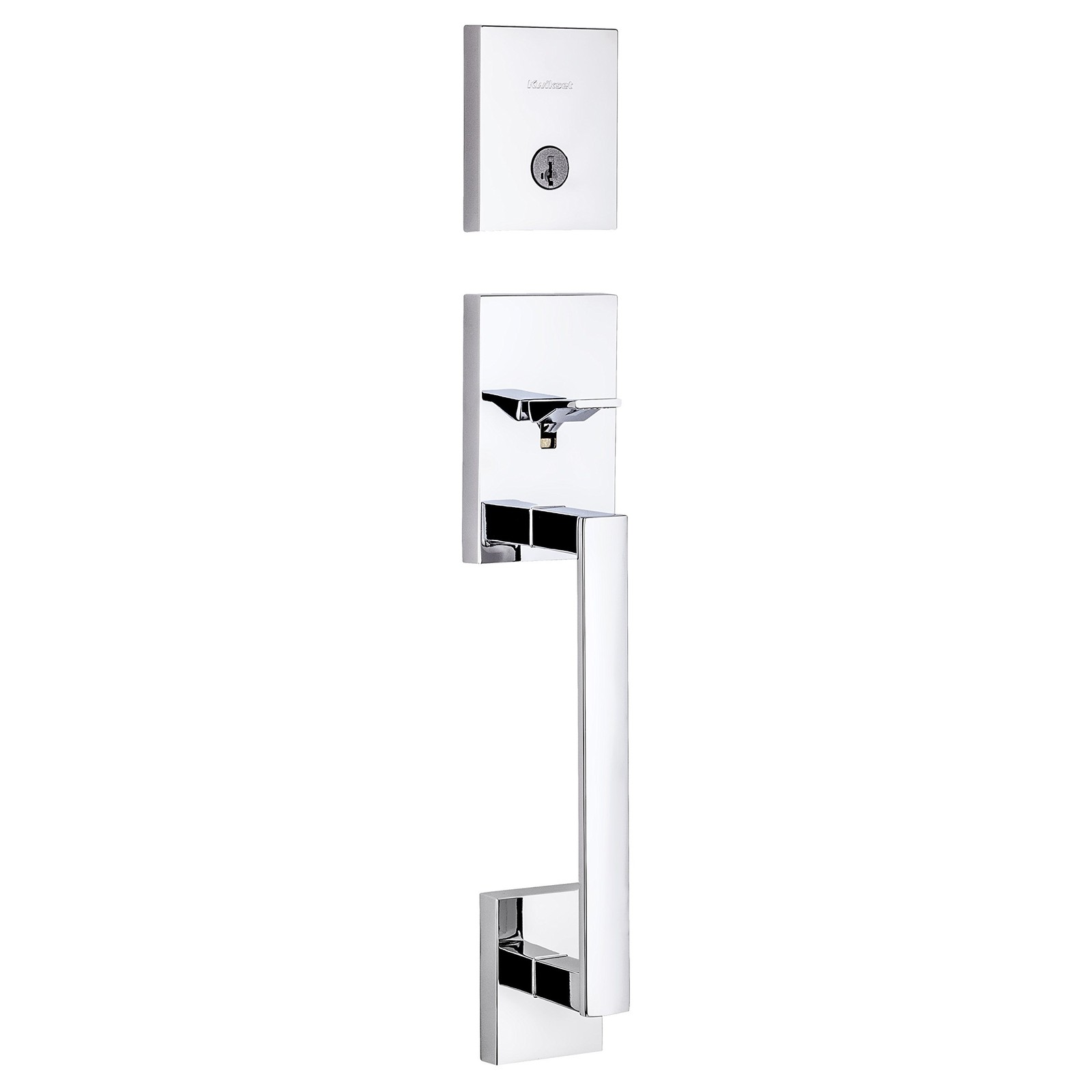 Kwikset San Clemente Front Door Lock Handle and Deadbolt Set, Polished Chrome