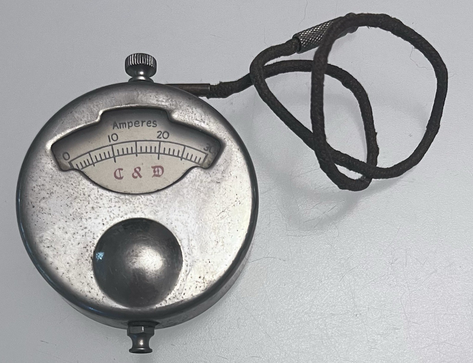 Vintage 1930’s C&D Battery Amperes Meter Measures 0-30 Amp DC auto-radio tester