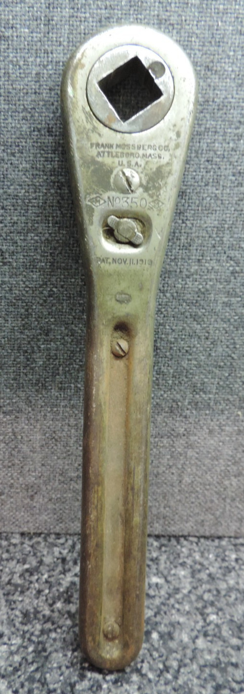Antique Frank Mossberg #350 Reversible Ratchet Socket Wrench USA 1913 Patent